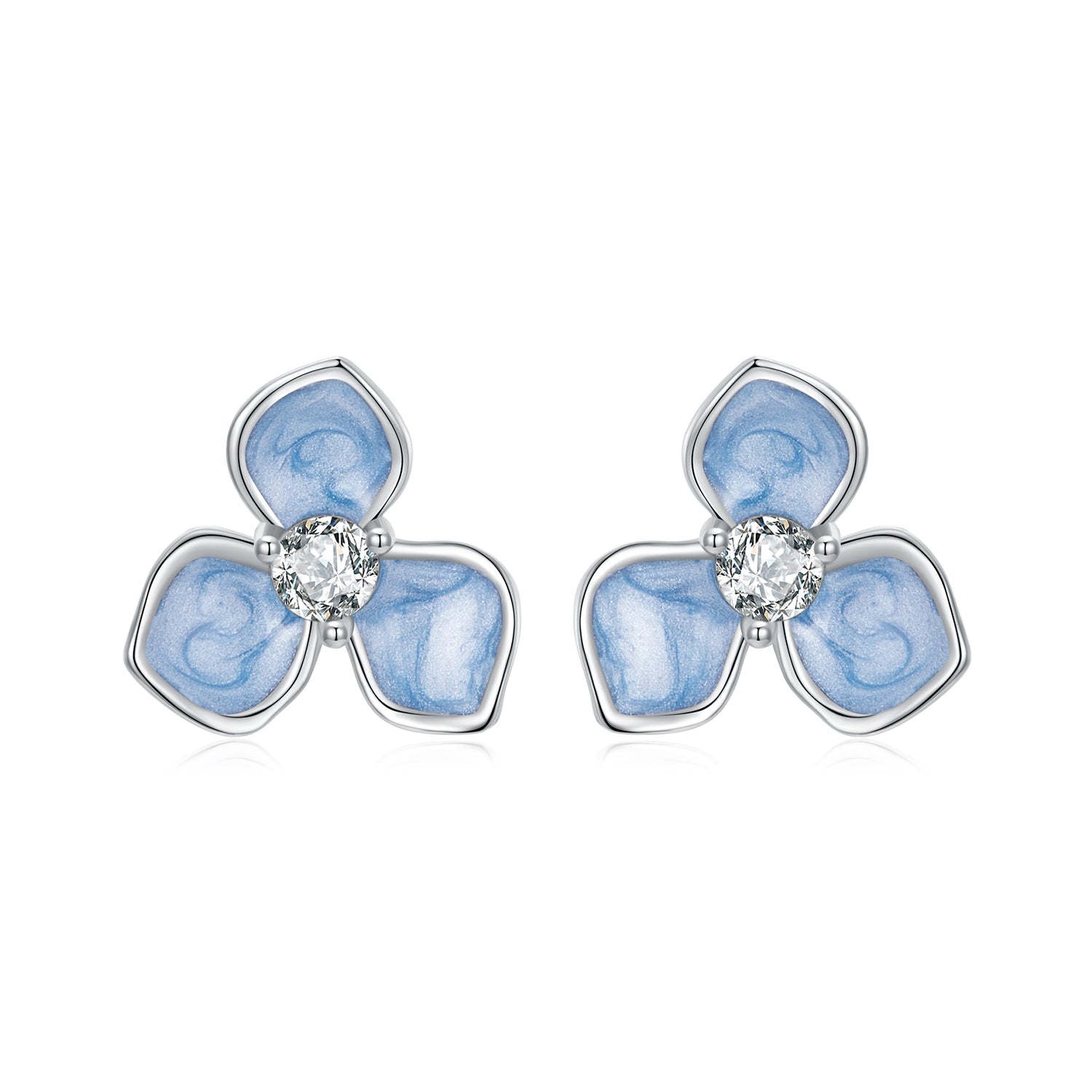 925 Sterling Silver Enamel White Gold Plated CZ Earrings DestGlow
