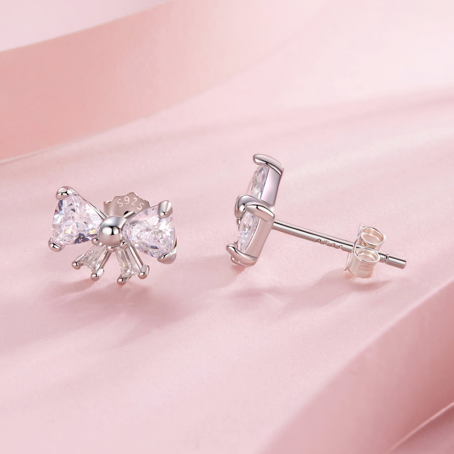 925 Sterling Silver White Gold Plated CZ Earrings for Women - 0.7x1.0cm DestGlow