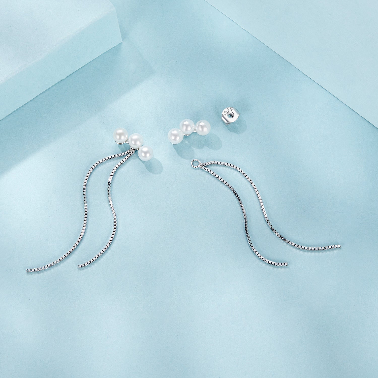 925 Sterling Silver White Gold Plated Shell Pearl Earrings DestGlow