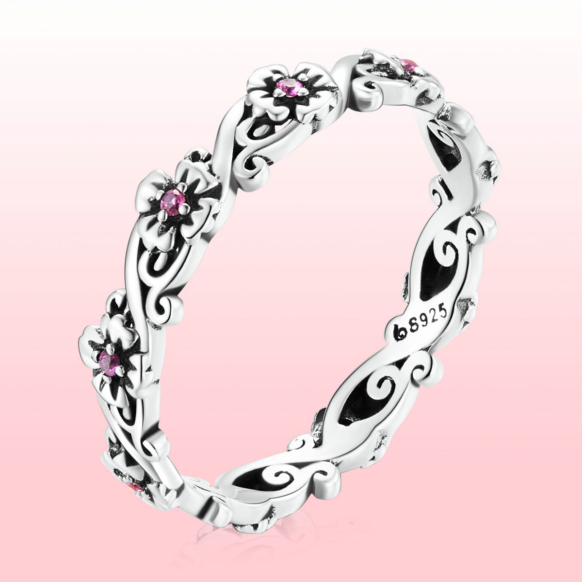 925 Sterling Silver Oxidized CZ Pavé Ring Size 6 for Women DestGlow