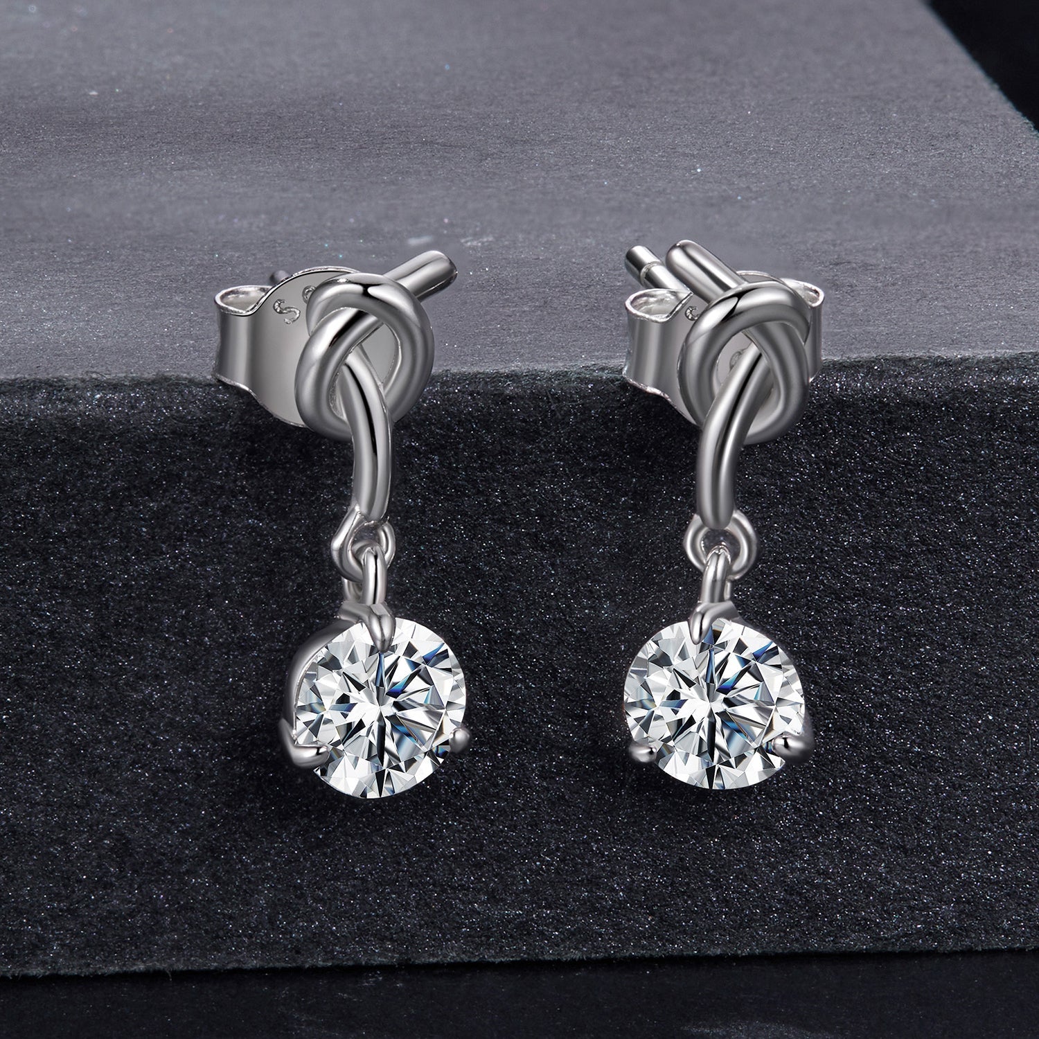 925 Sterling Silver Moissanite 0.50 Carat Earrings for Women DestGlow