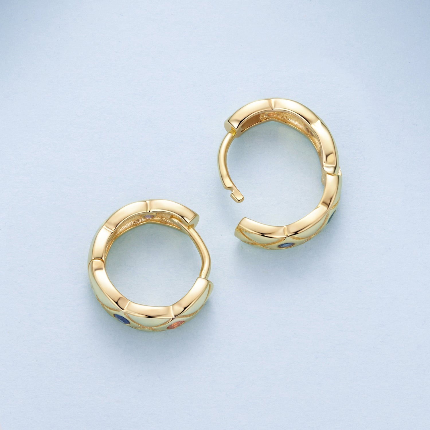 925 Sterling Silver Hoop Earrings with Pavé Setting CZ, 1.3 cm for Women DestGlow