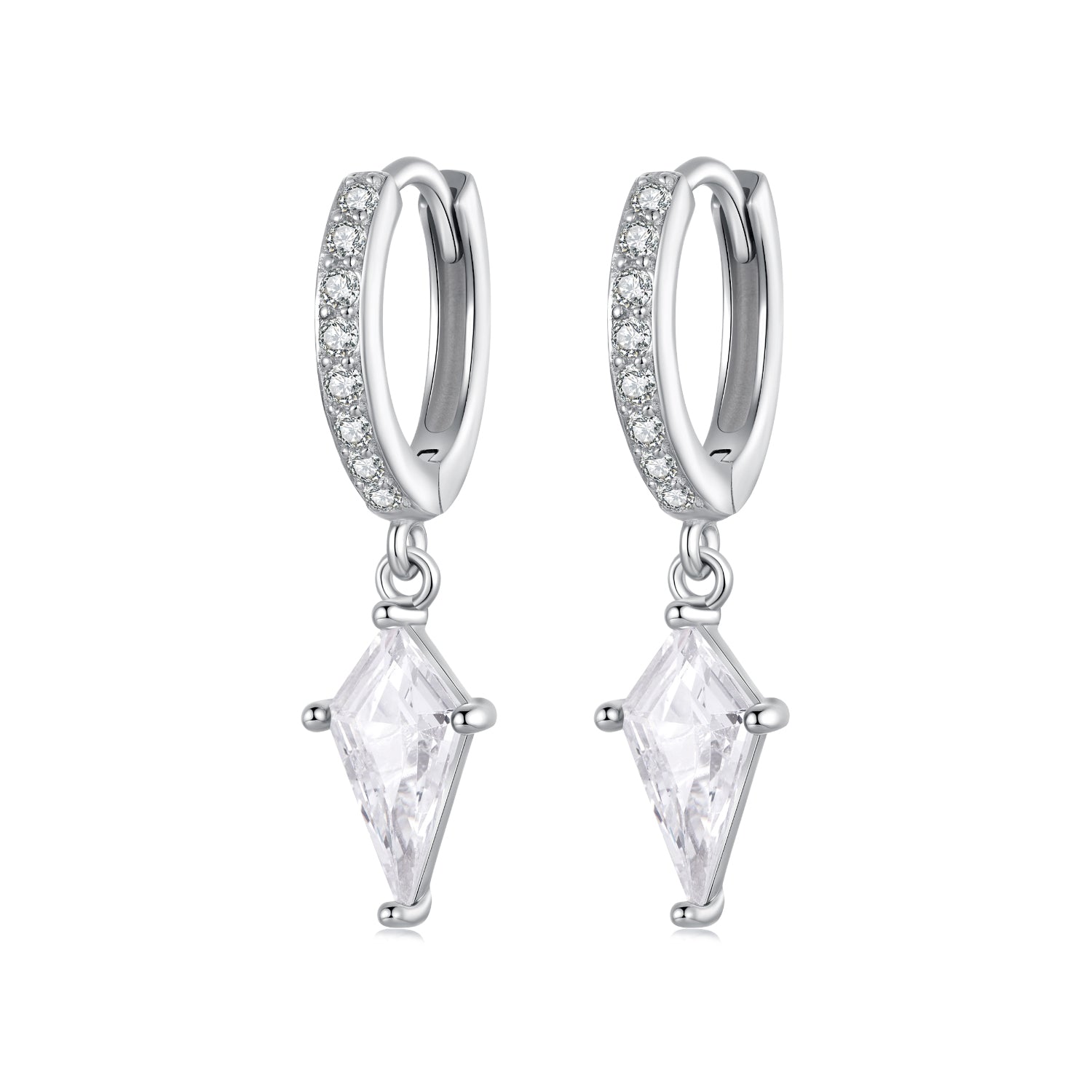925 Sterling Silver White Gold Plated Earrings with CZ for Women DestGlow