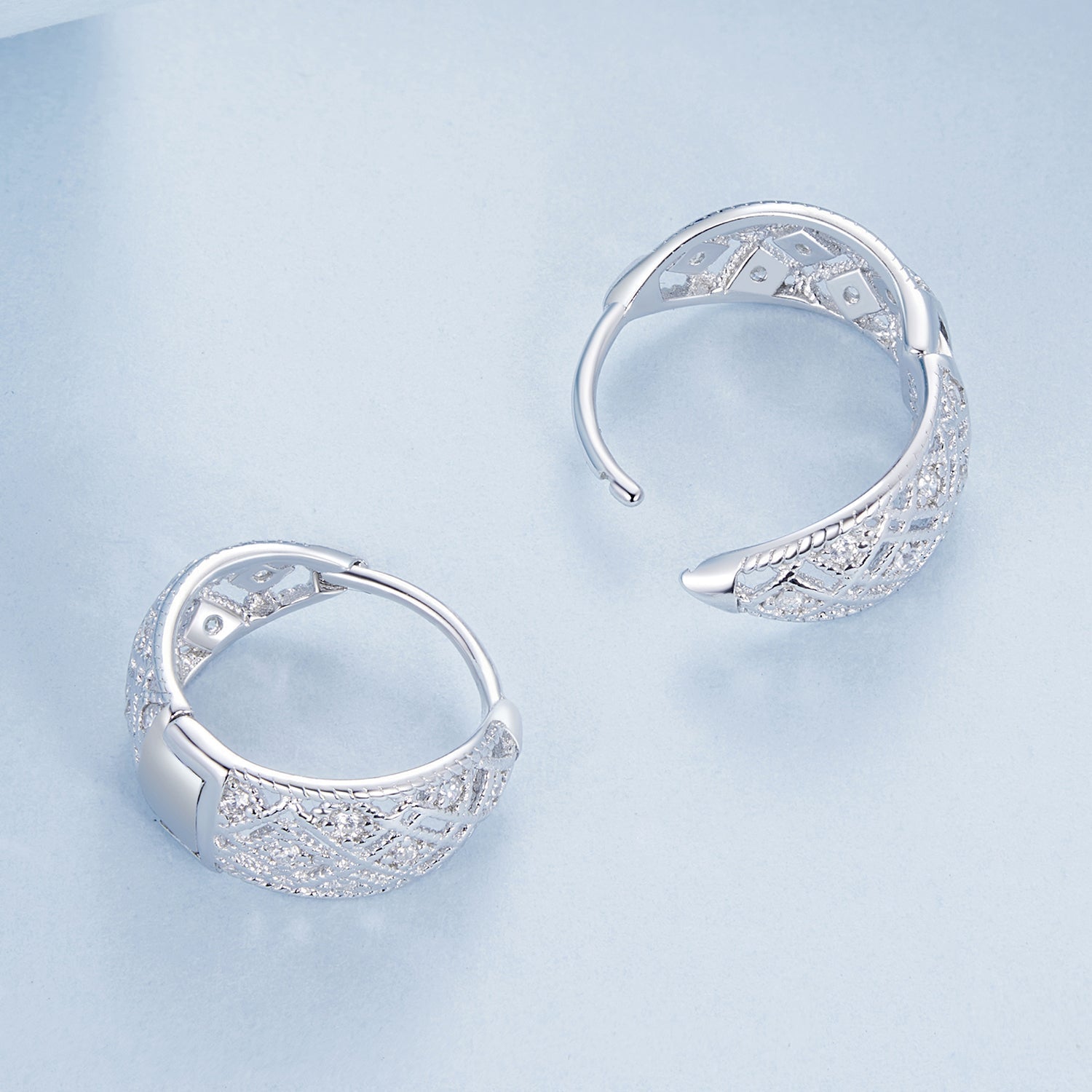 925 Sterling Silver White Gold Plated Pave Setting CZ Earrings 13*6mm for Women DestGlow