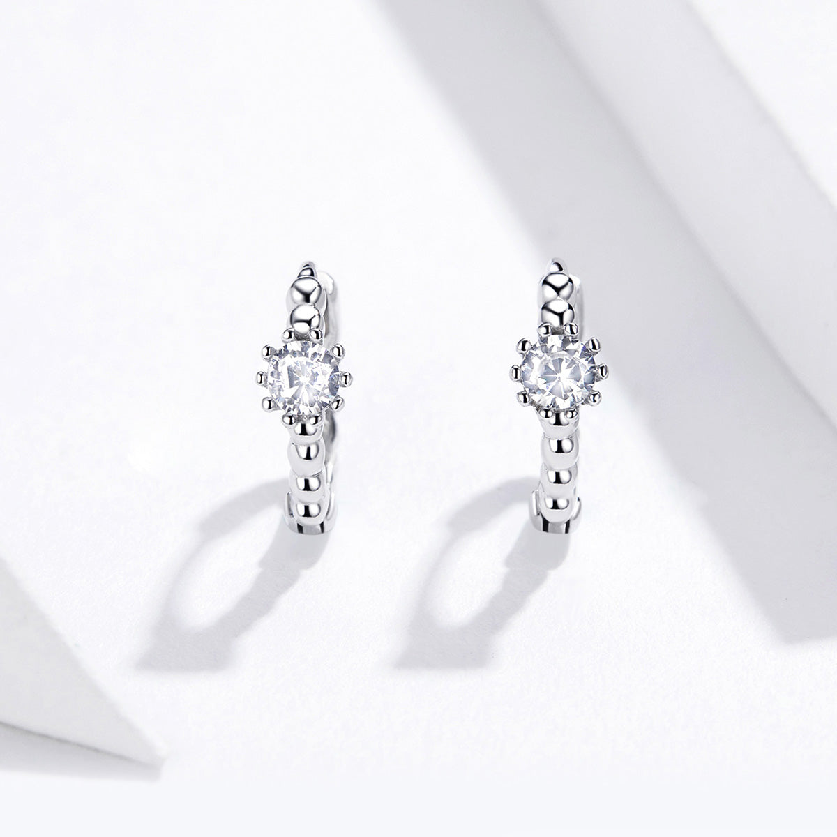 925 Sterling Silver Earrings with Pavé Setting CZ - 1cm for Women DestGlow