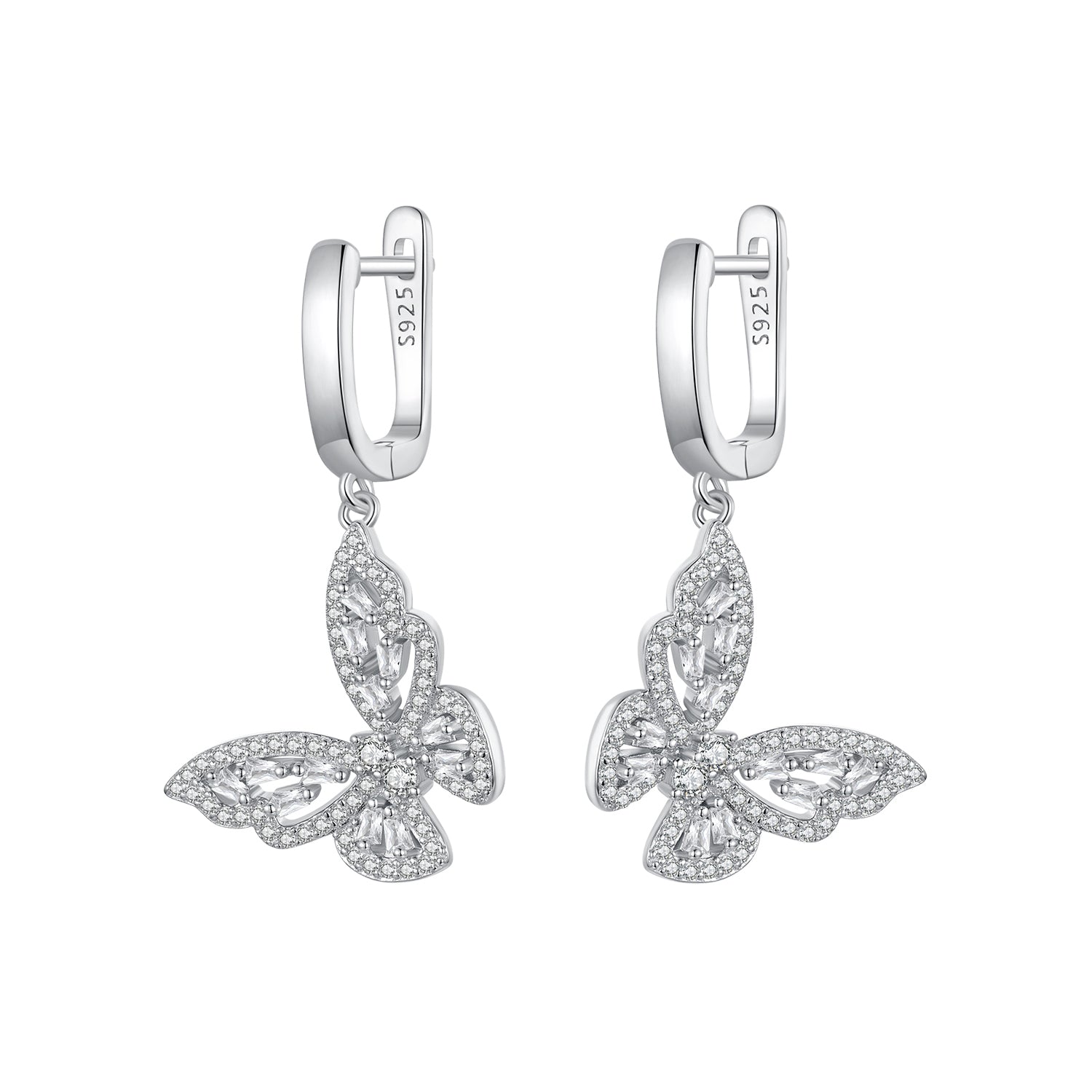 925 Sterling Silver Earrings with Pavé Setting CZ, 37x19mm for Women DestGlow