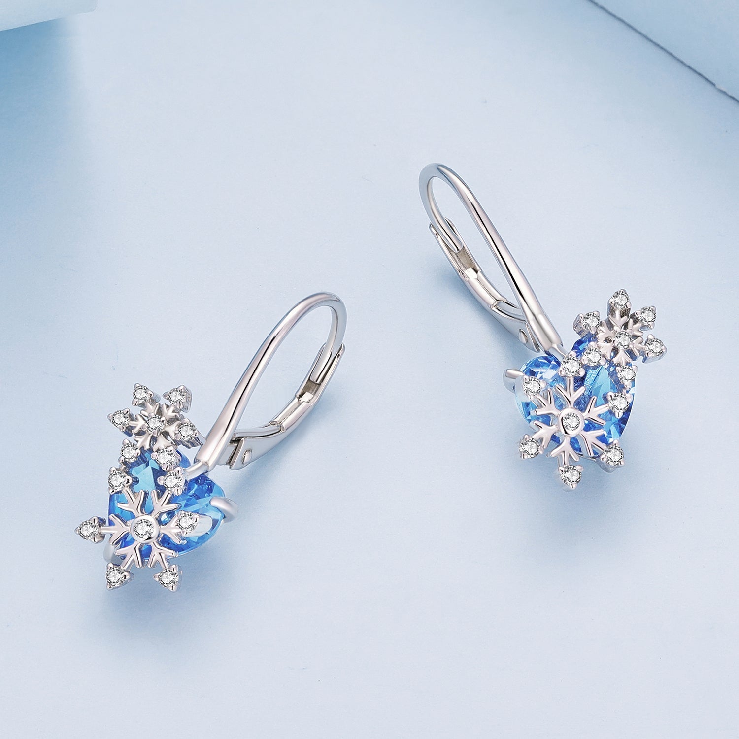 925 Sterling Silver Earrings with Transparent Glass and CZ, 23*12mm for Women DestGlow