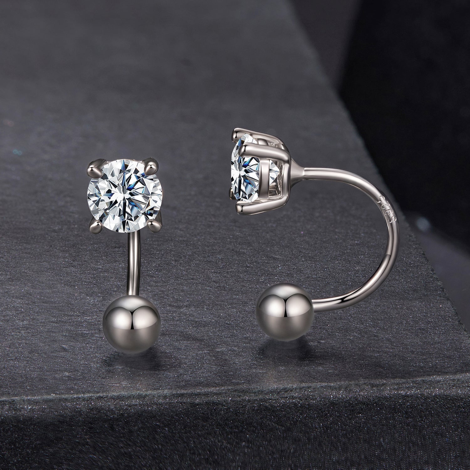 925 Sterling Silver Moissanite 0.1ct Earrings 1.3cm for Women DestGlow