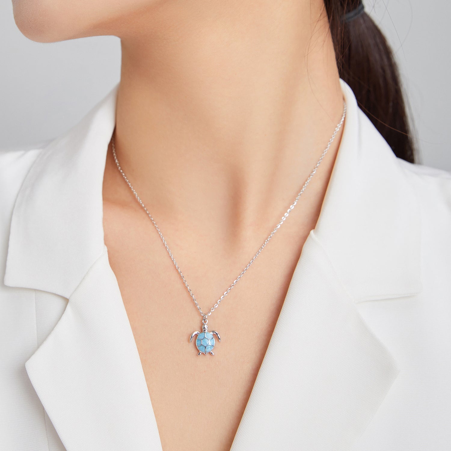 925 Sterling Silver Adjustable Necklace with Pavé CZ and Enamel, 44cm DestGlow