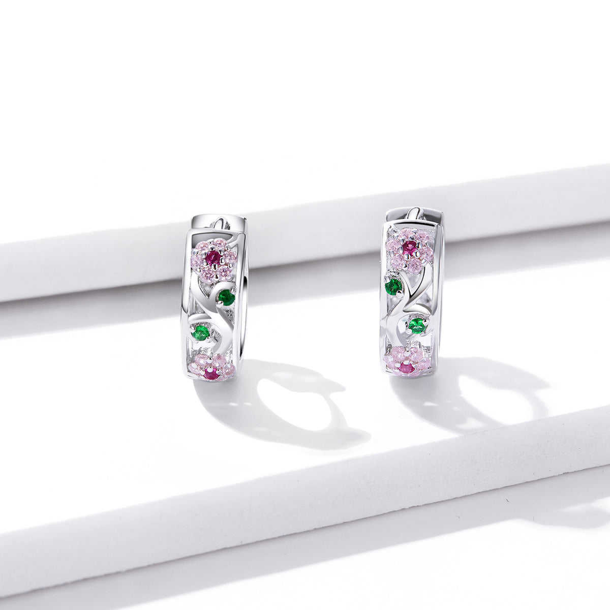 925 Sterling Silver Earrings with Pavé Setting CZ, 1.2*0.5cm, for Women DestGlow