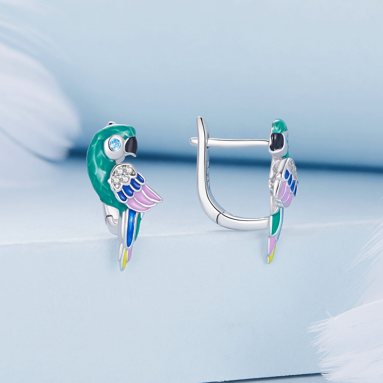 925 Sterling Silver Enamel Crafted Earrings for Women - 16x9mm DestGlow