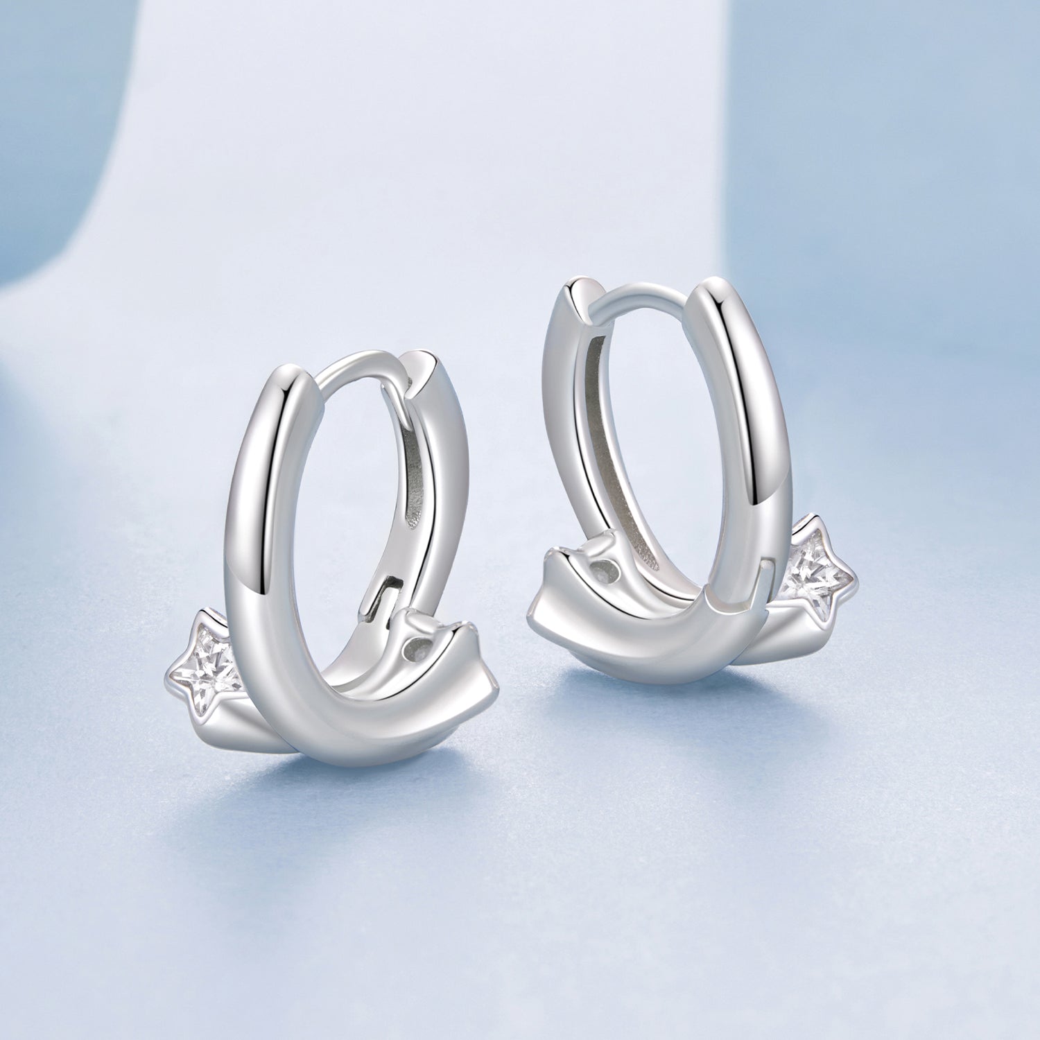 925 Sterling Silver Earrings with White Gold Plating and CZ DestGlow