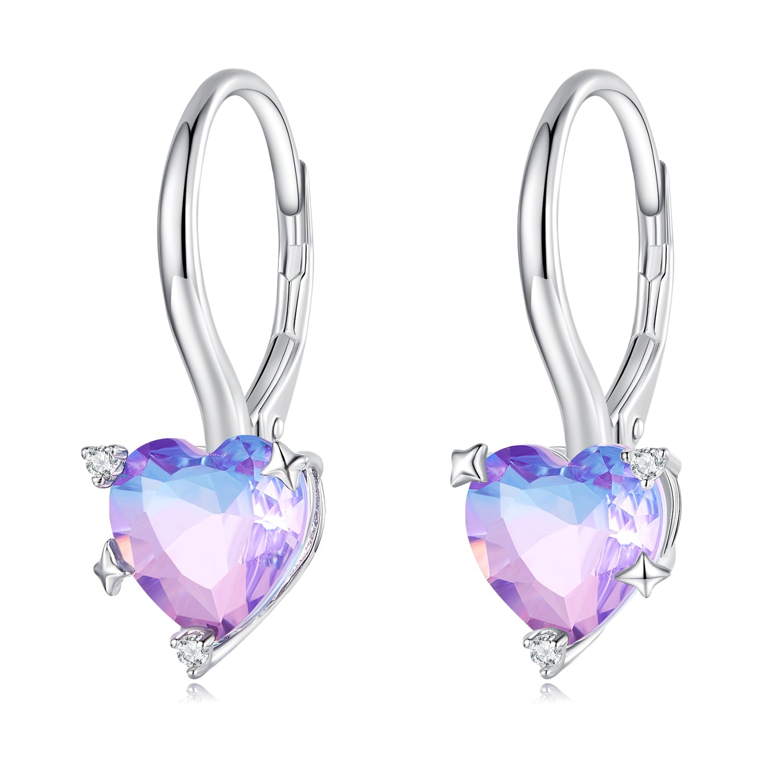 925 Sterling Silver Earrings with Pavé CZ and Plated Platinum Finish DestGlow