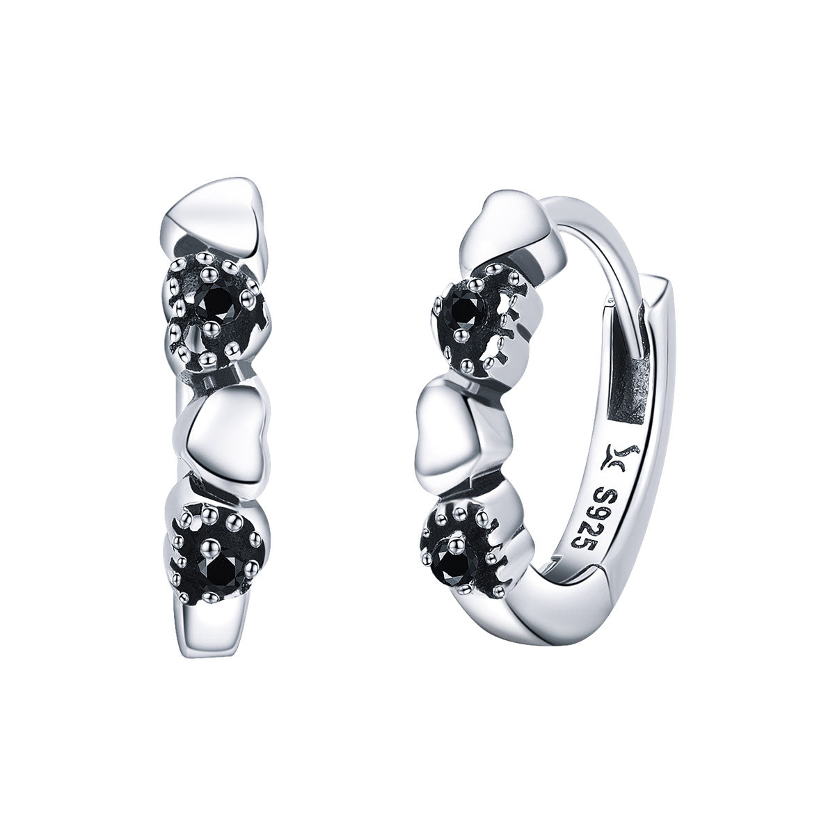 925 Sterling Silver Earrings with Pavé Setting CZ, 1.1*0.3cm DestGlow