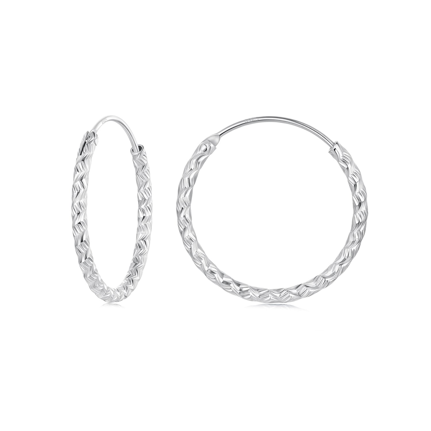 925 Sterling Silver Earrings Hoops 2.5 cm for Women DestGlow
