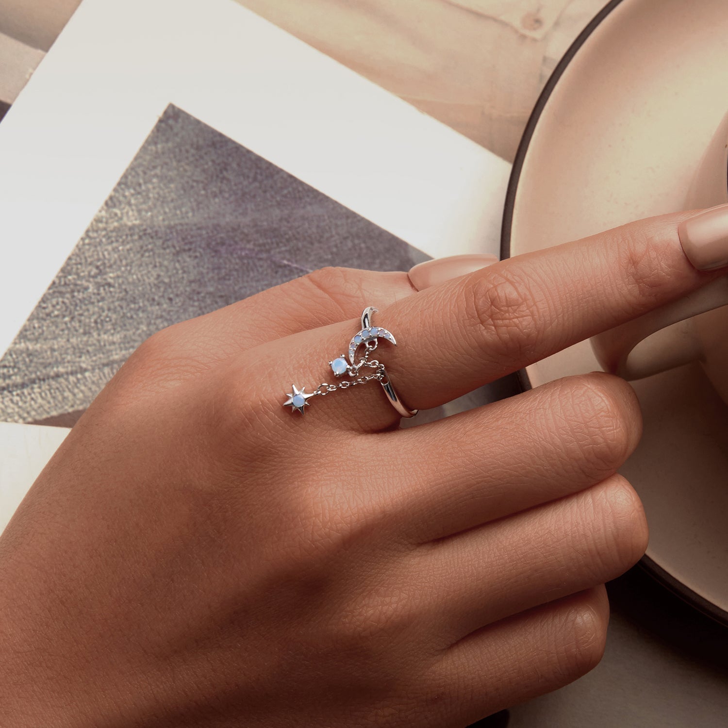 925 Sterling Silver Nano Opal Stone Ring for Women DestGlow