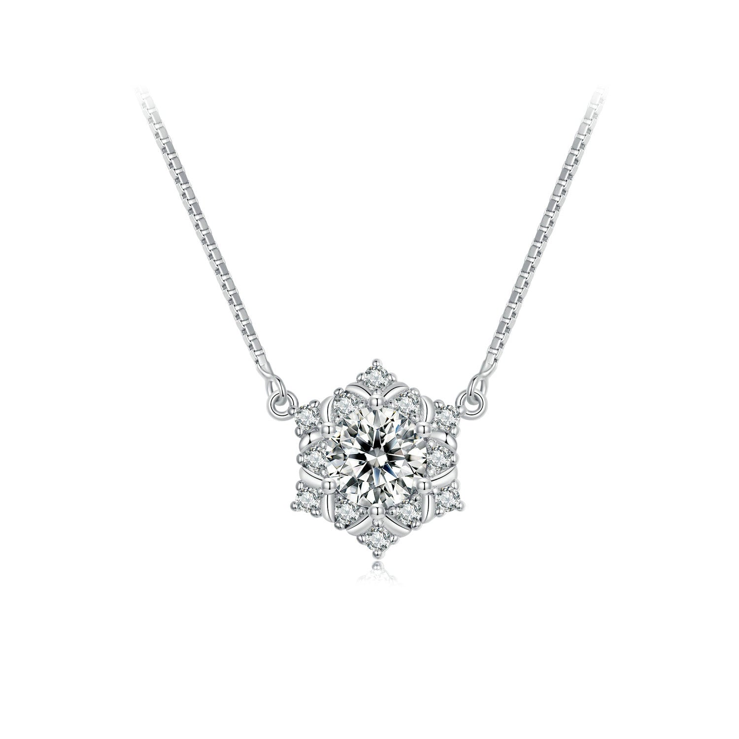 925 Sterling Silver Necklace with Pavé Setting CZ - Length 400+50mm - Women DestGlow