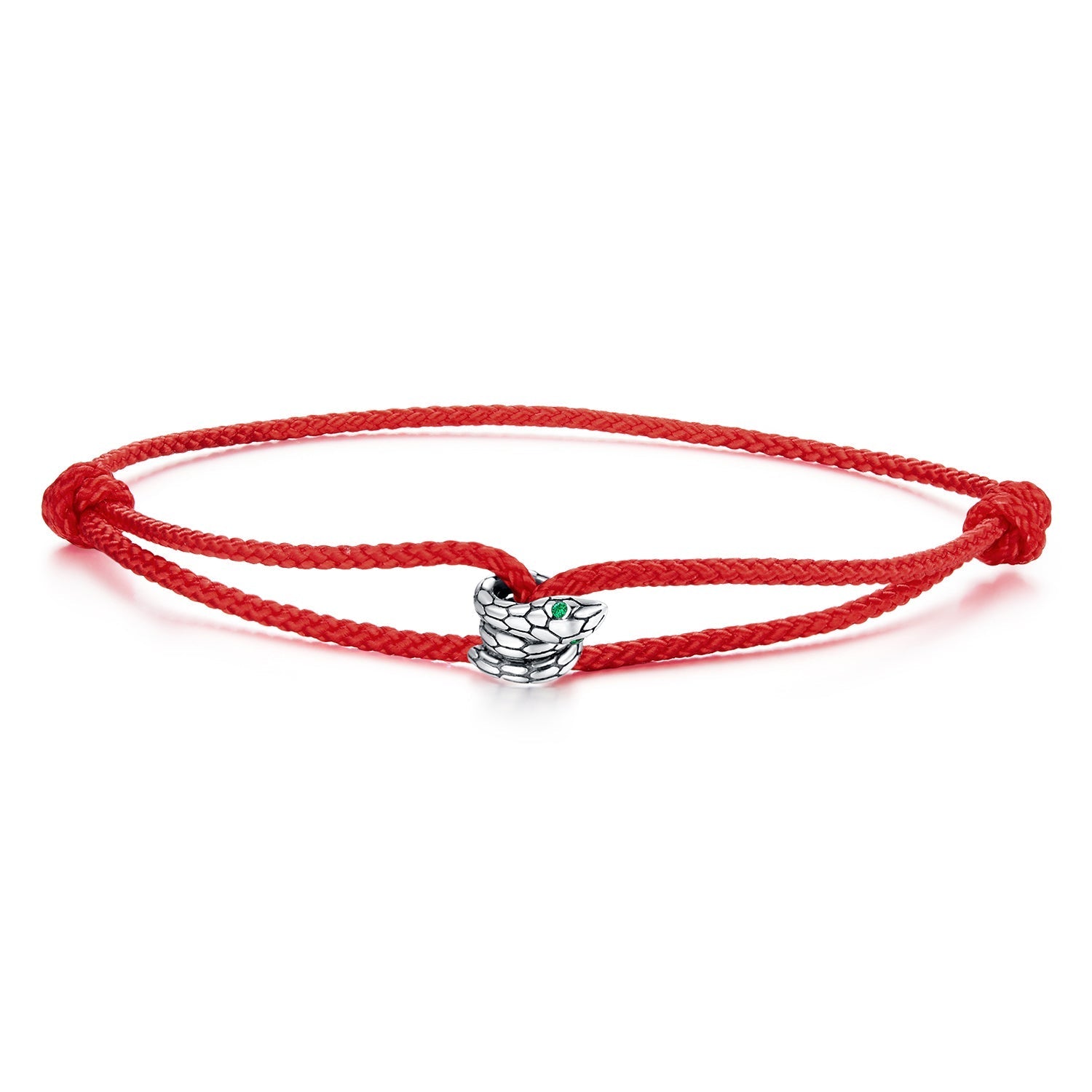 925 Sterling Silver Adjustable Bracelet with CZ and Cotton Rope for Women DestGlow
