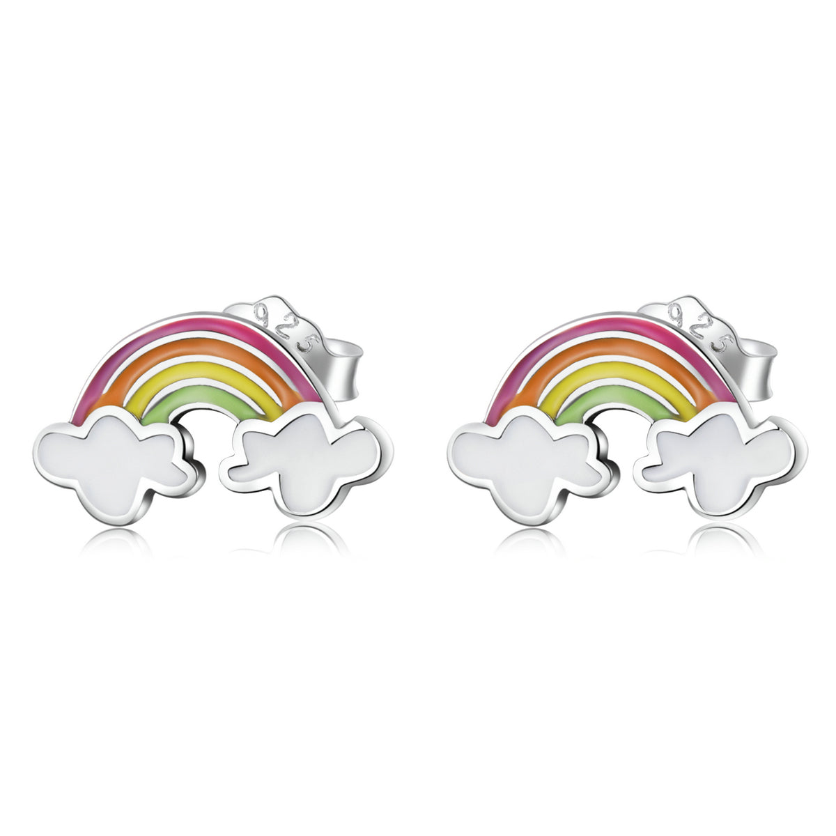 925 Sterling Silver Earrings with Enamel Process in Oxidized Silver for Women DestGlow