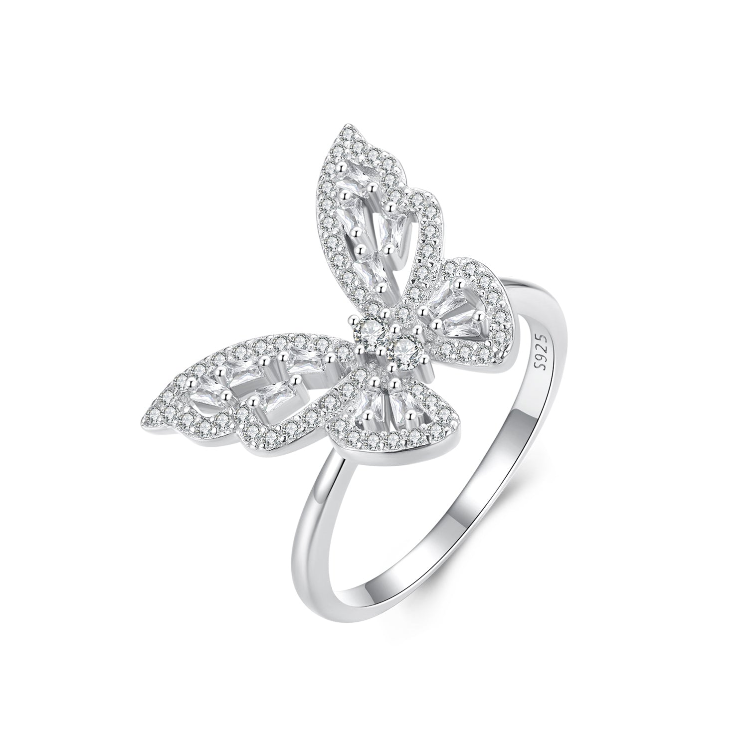 925 Sterling Silver White Gold Plated 1.9mm CZ Pavé Setting Ring Size 7 for Women DestGlow