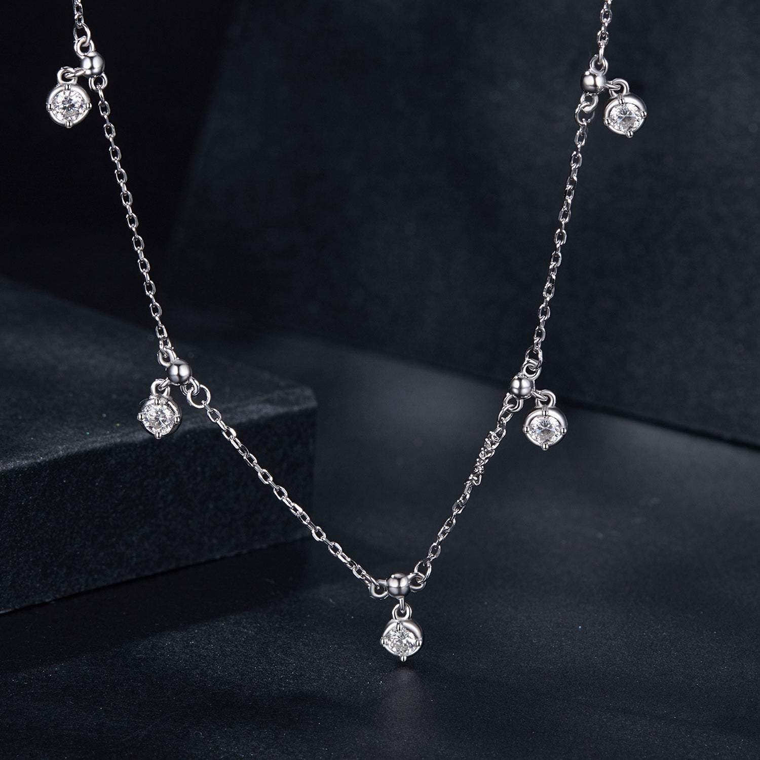 925 Sterling Silver 3mm Moissanite Necklace for Women DestGlow