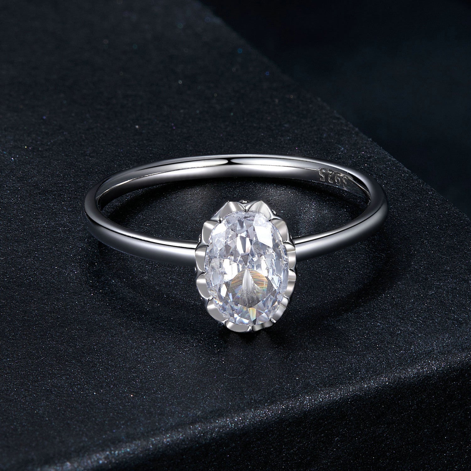 925 Sterling Silver 1.6mm Moissanite 1ct Ring in Size 6 for Women DestGlow