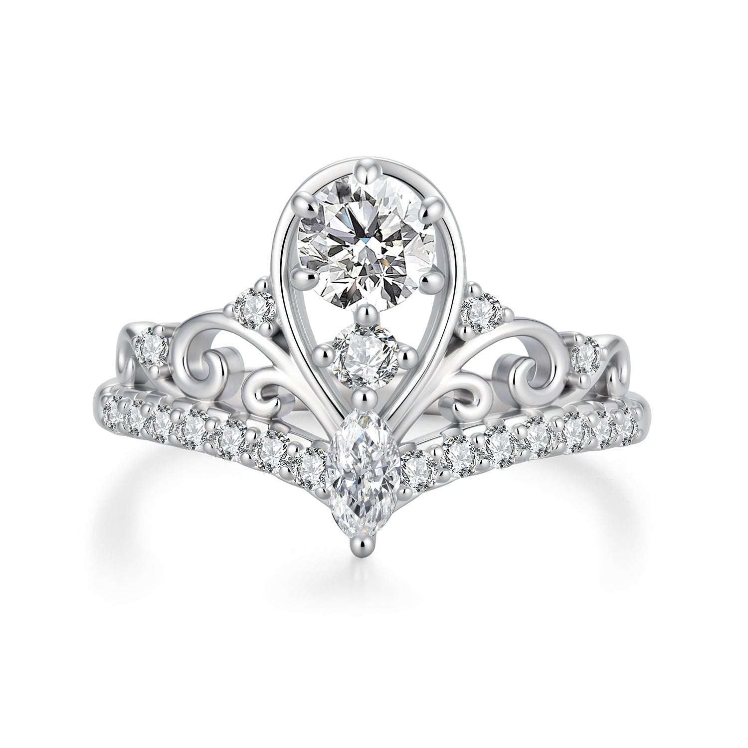 925 Sterling Silver 0.5 Carat Moissanite Ring in Size 6 for Women DestGlow