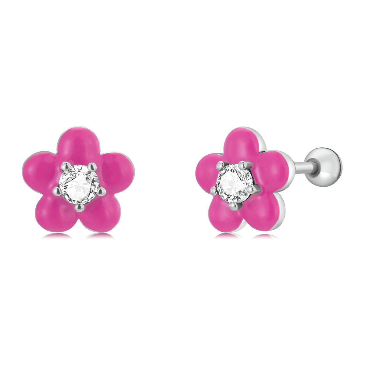S925 Sterling Silver CZ Pavé Enamel Oxidized Earrings DestGlow