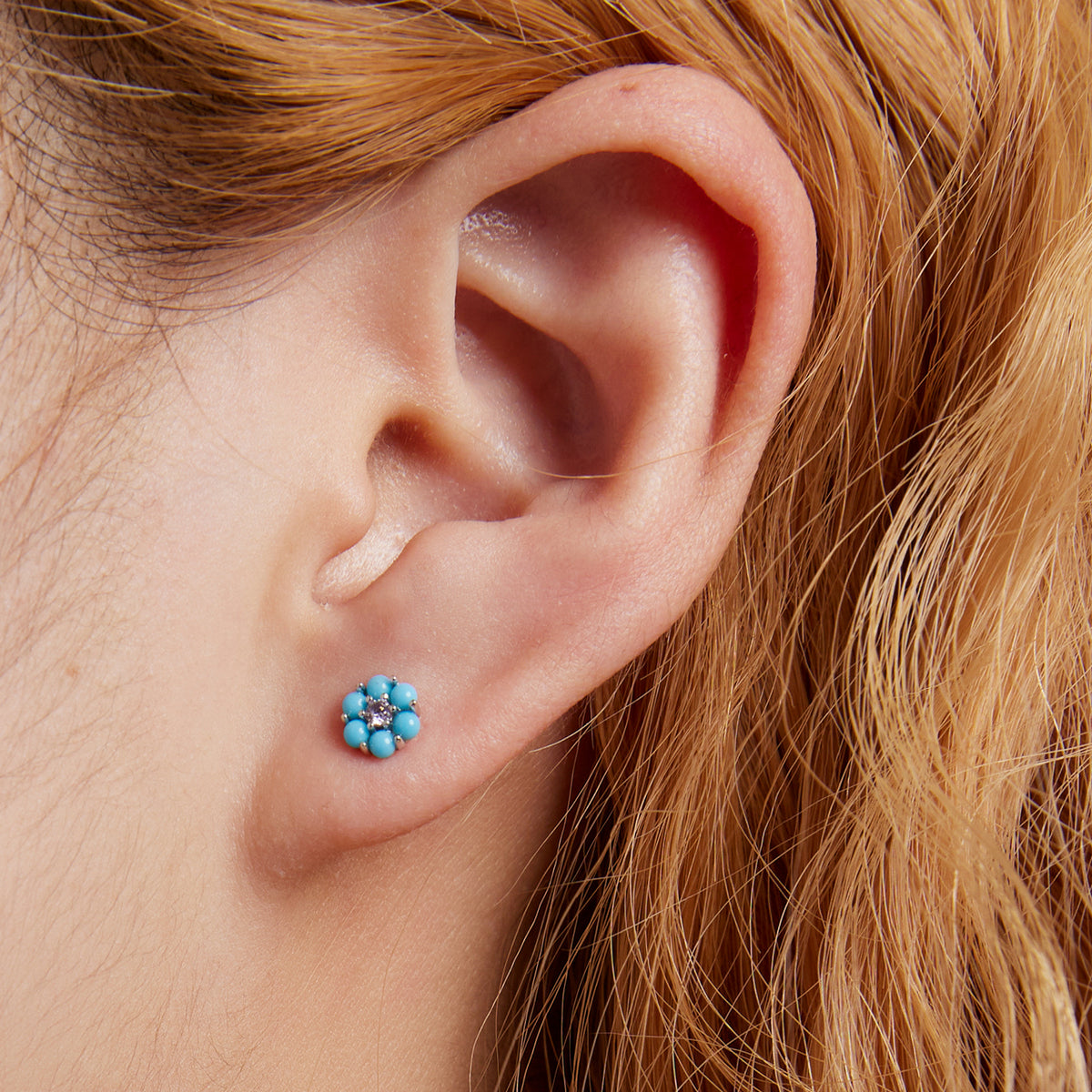 925 Sterling Silver Turquoise Pavé Setting CZ Earrings for Women DestGlow