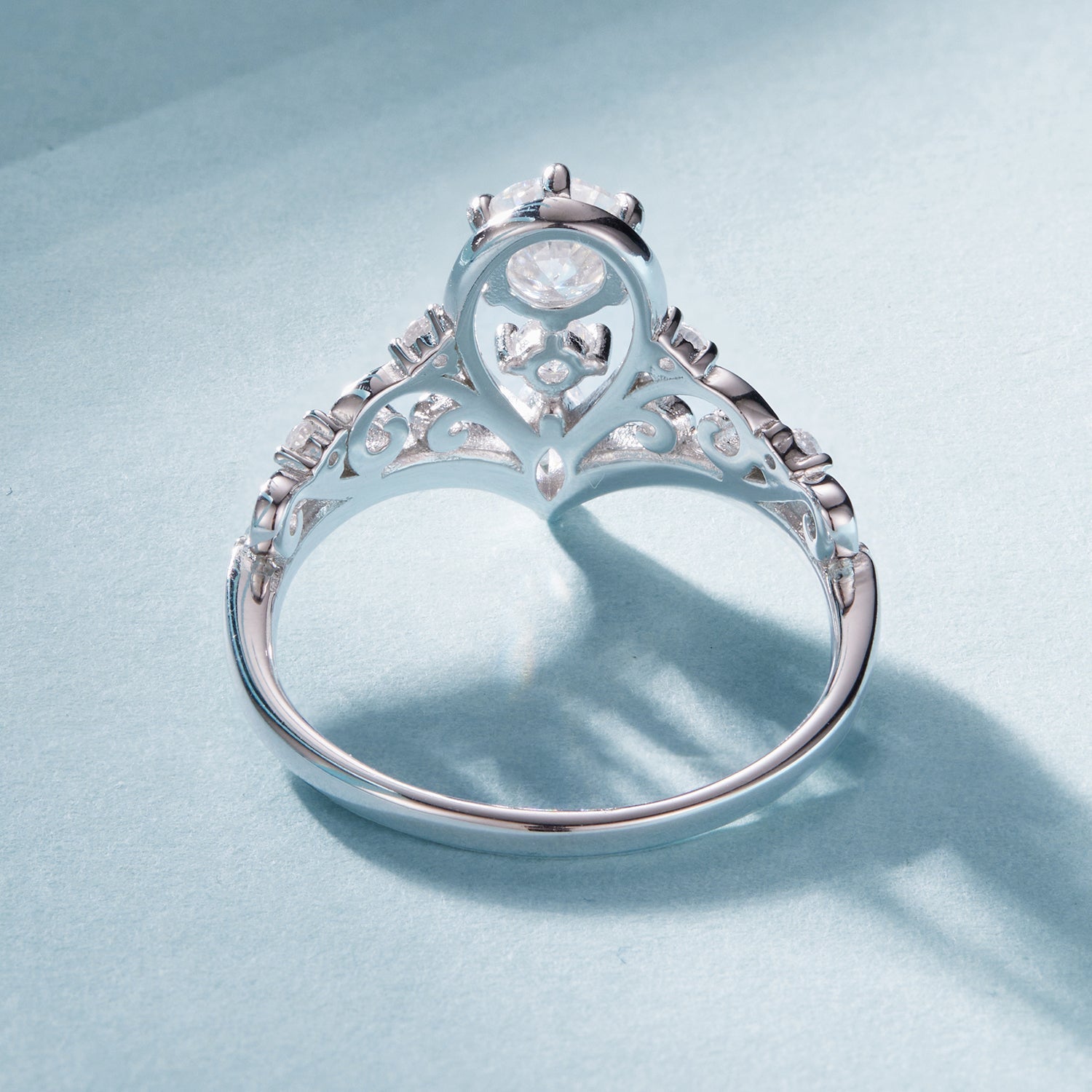 925 Sterling Silver 0.5 Carat Moissanite Ring in Size 6 for Women DestGlow