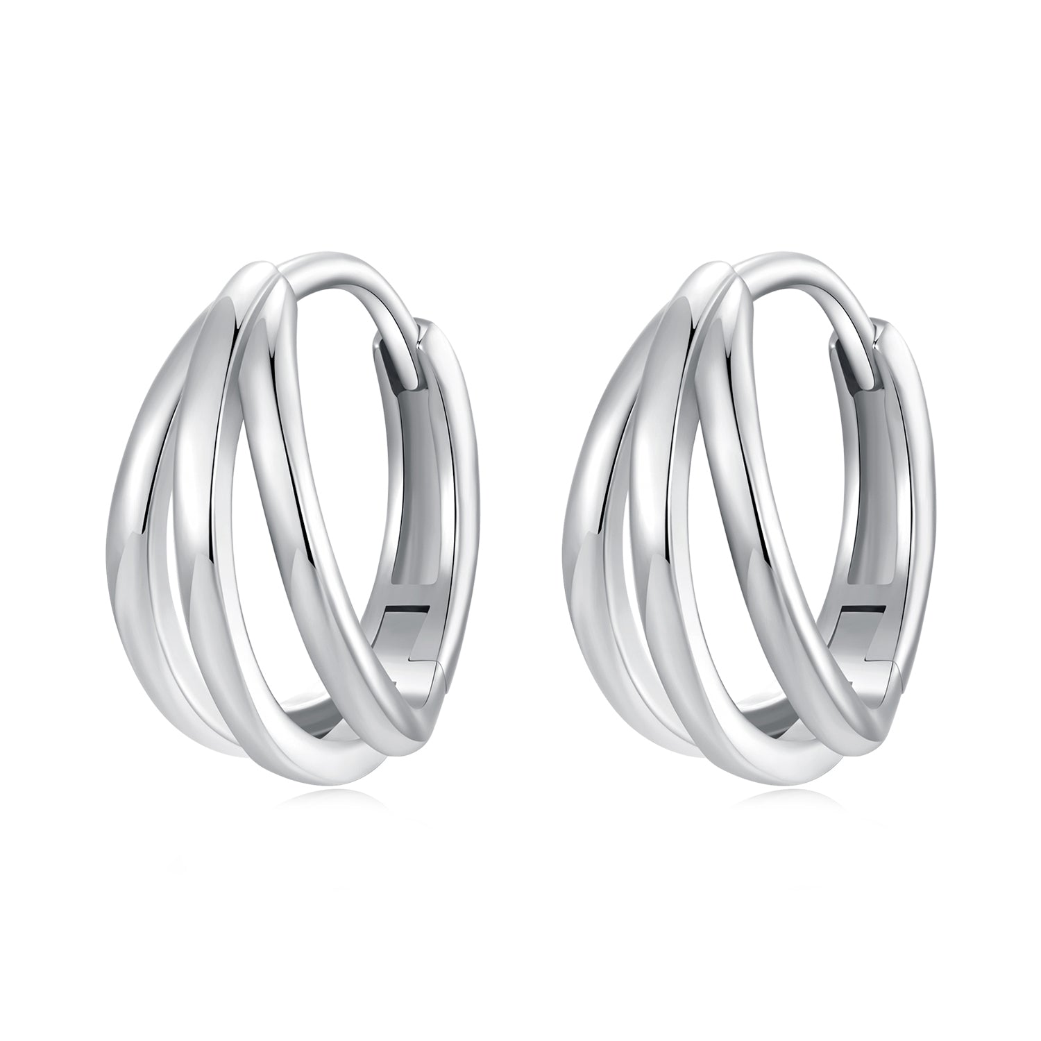 925 Sterling Silver Earrings with White Gold Plating, 1.3*0.6 cm, For Women DestGlow