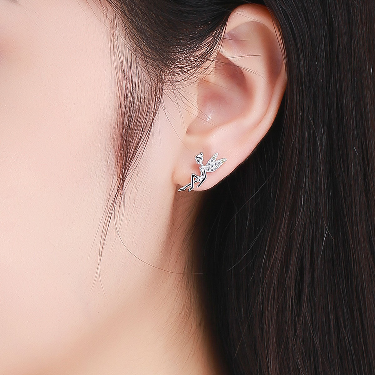 925 Sterling Silver Stud Earrings with CZ, 1.2 x 1.5cm & 1.5 x 0.9cm, Women DestGlow