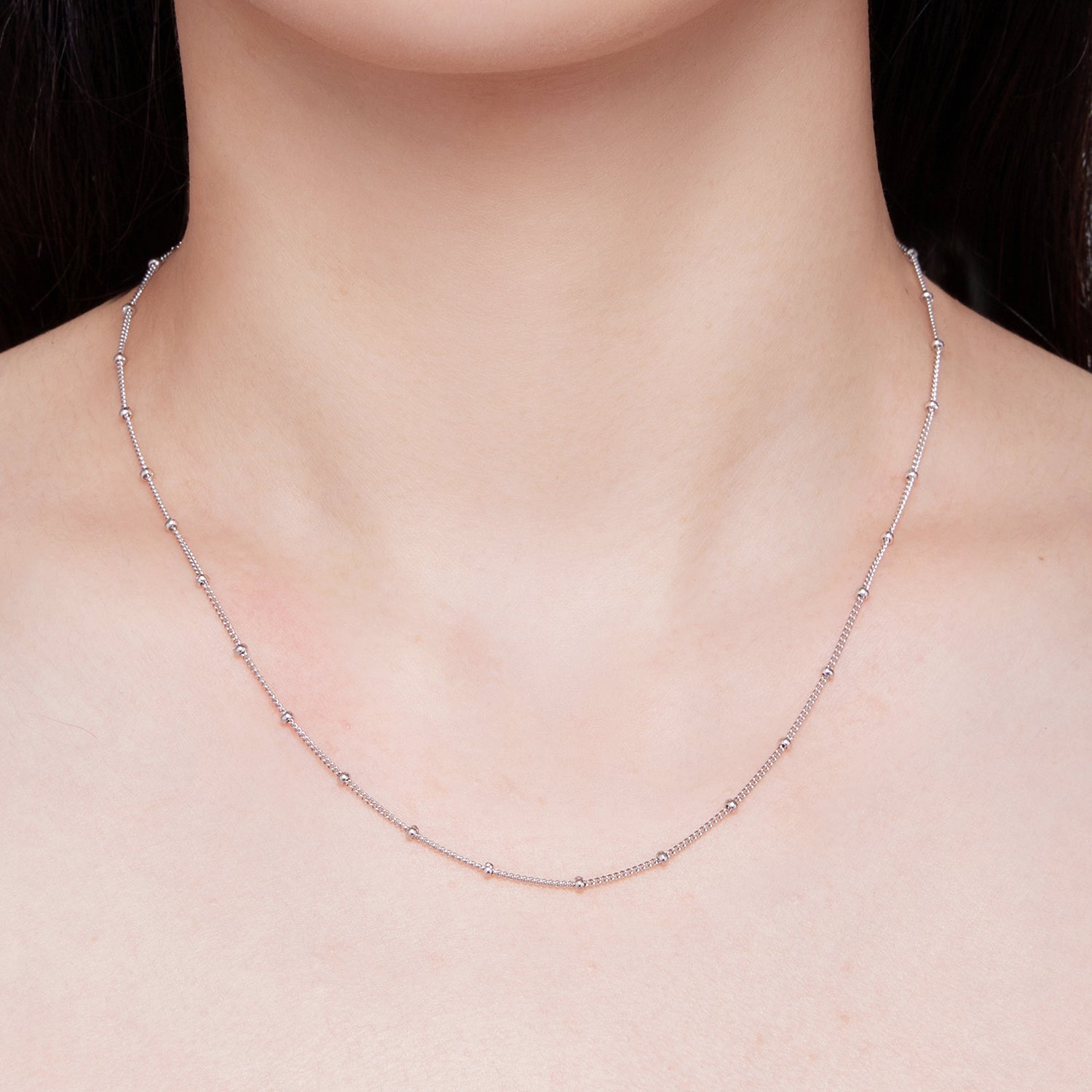 925 Sterling Silver Plated Platinum 45cm Necklace for Women DestGlow
