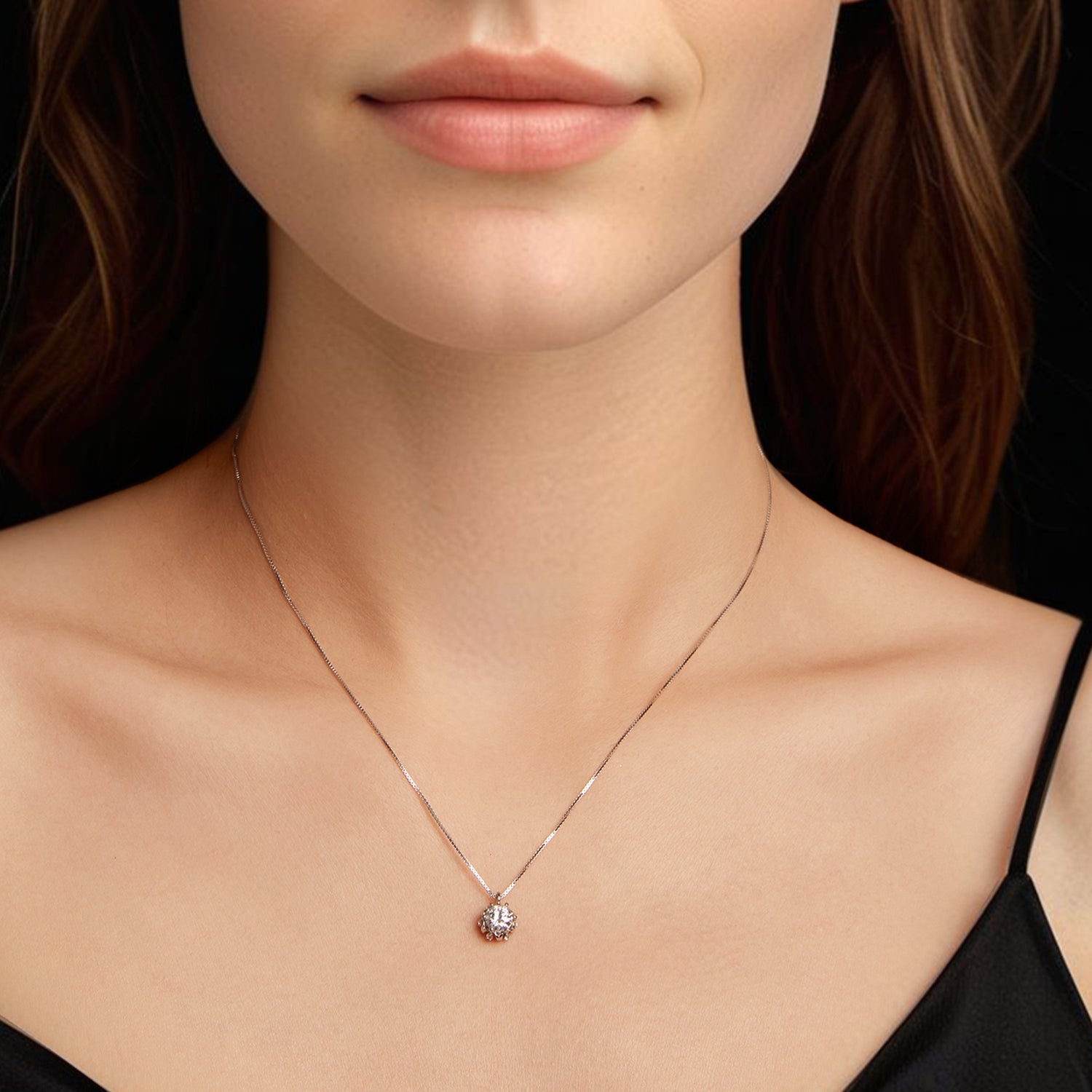 925 Sterling Silver Moissanite & CZ Pavé Necklace - 40+5cm for Women DestGlow