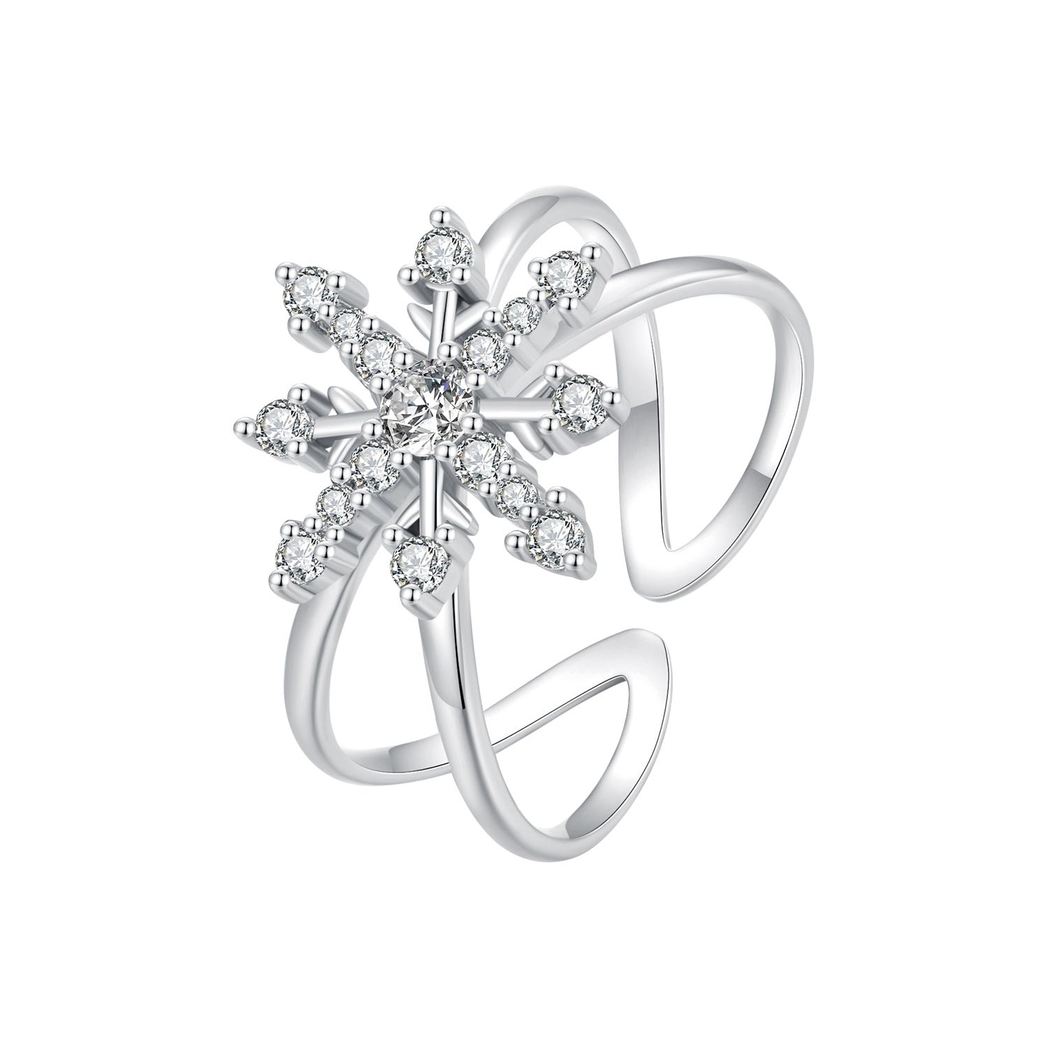 925 Sterling Silver Platinum Plated Pavé Set CZ Ring for Women DestGlow