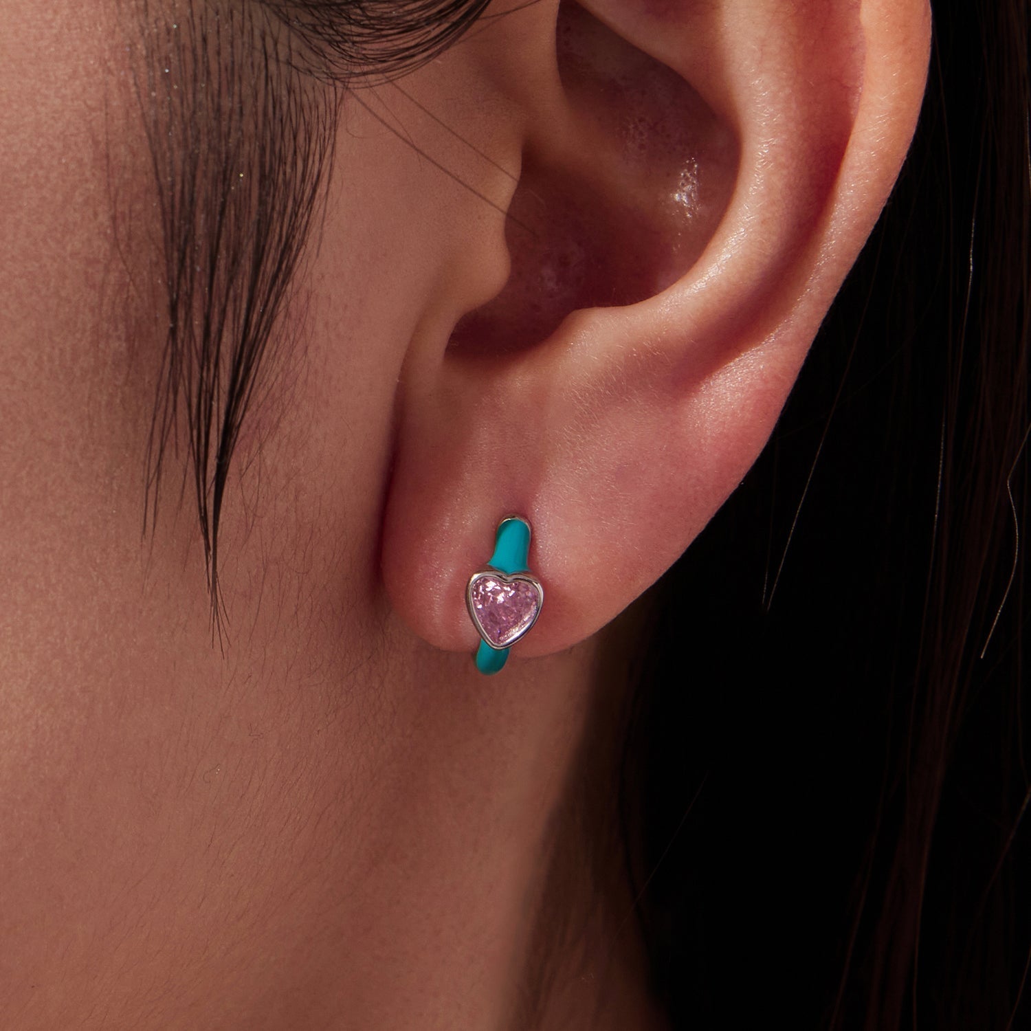 925 Sterling Silver Hoop Earrings with White Gold Plating and CZ DestGlow