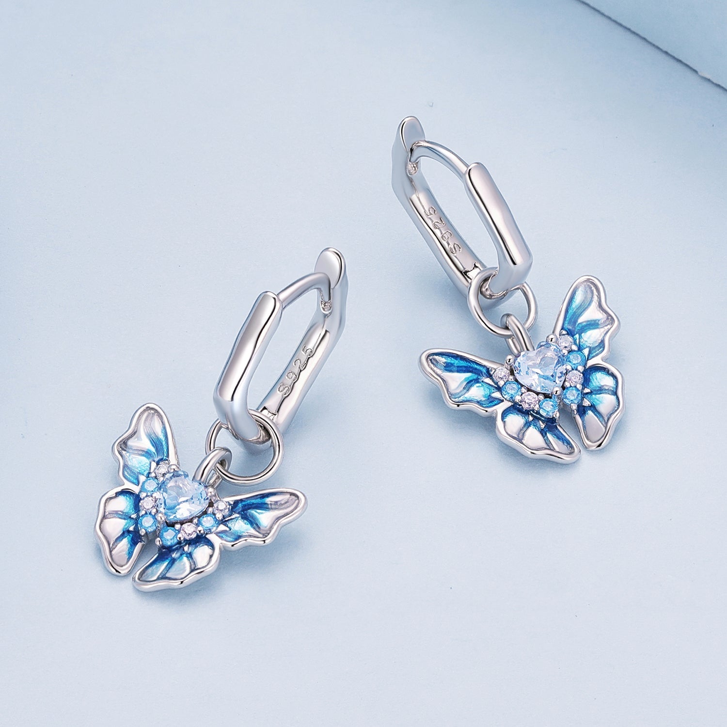 925 Sterling Silver Enamel Pavé Setting CZ Earrings for Women DestGlow