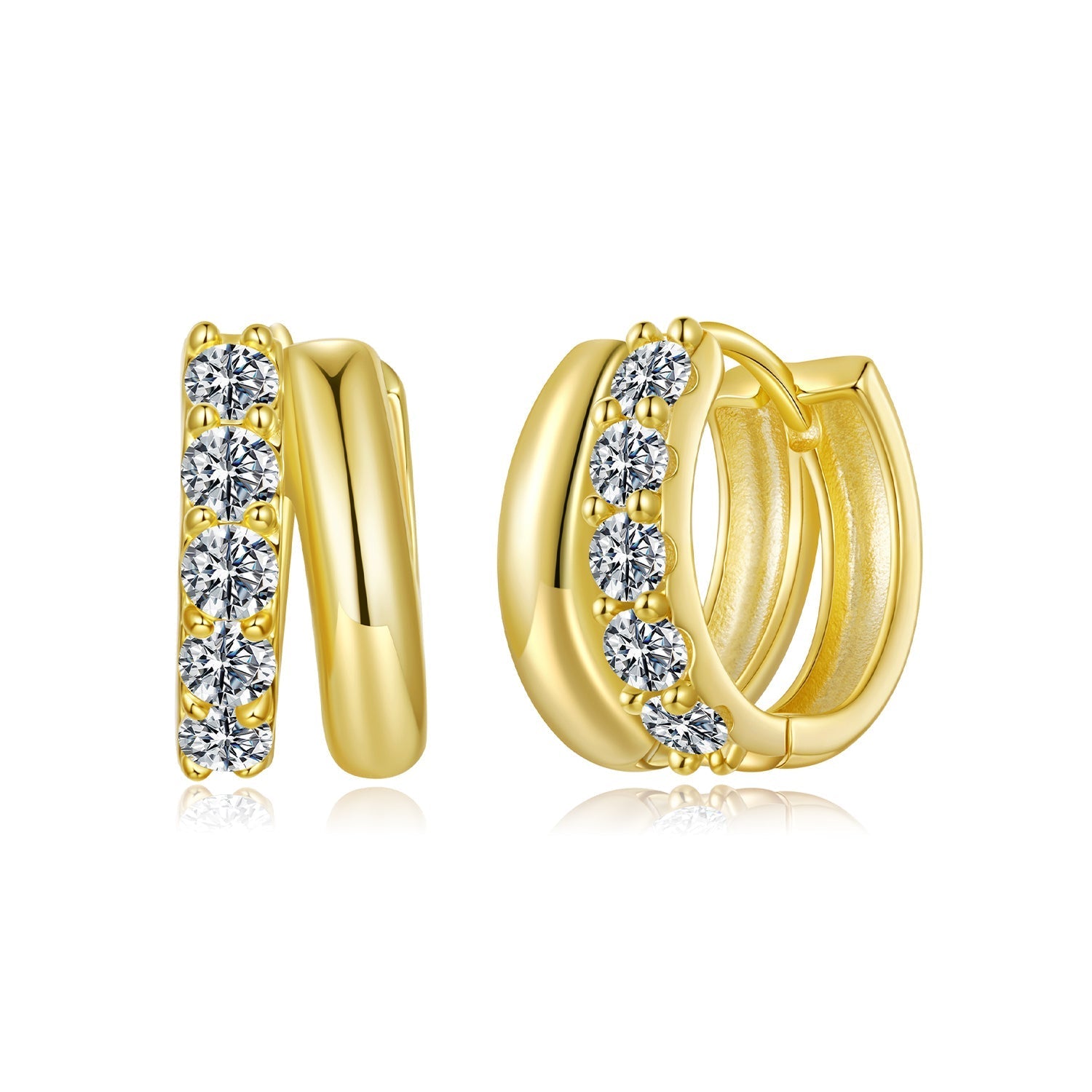 925 Sterling Silver Moissanite 0.06 Carat White Gold Plated Earrings for Women DestGlow