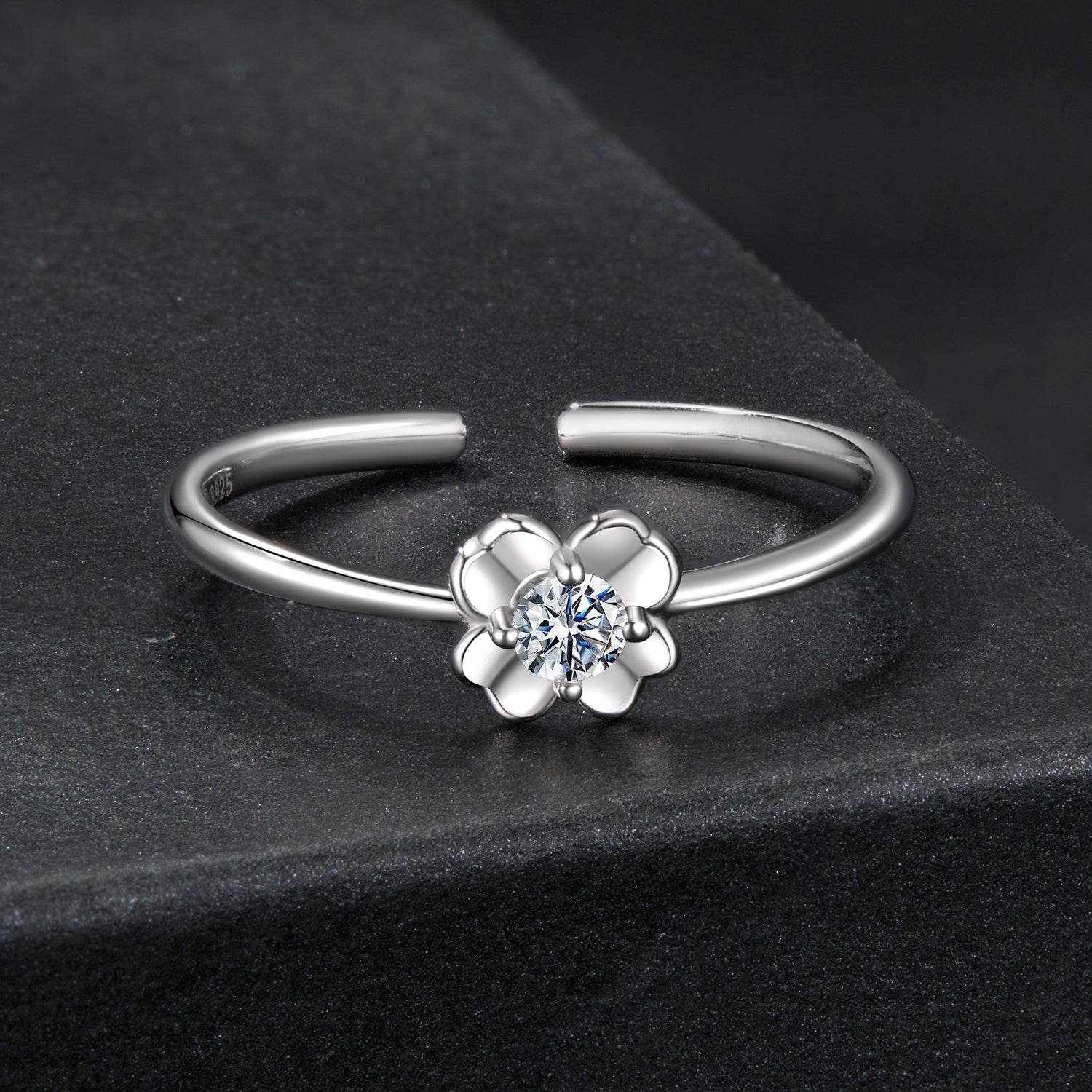 925 Sterling Silver Moissanite Ring Size E for Women DestGlow