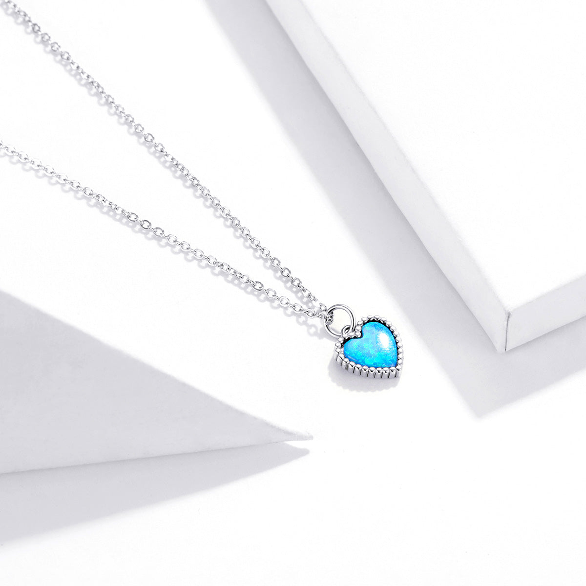 925 Sterling Silver Plated Translucent Opal Necklace 45cm for Women DestGlow