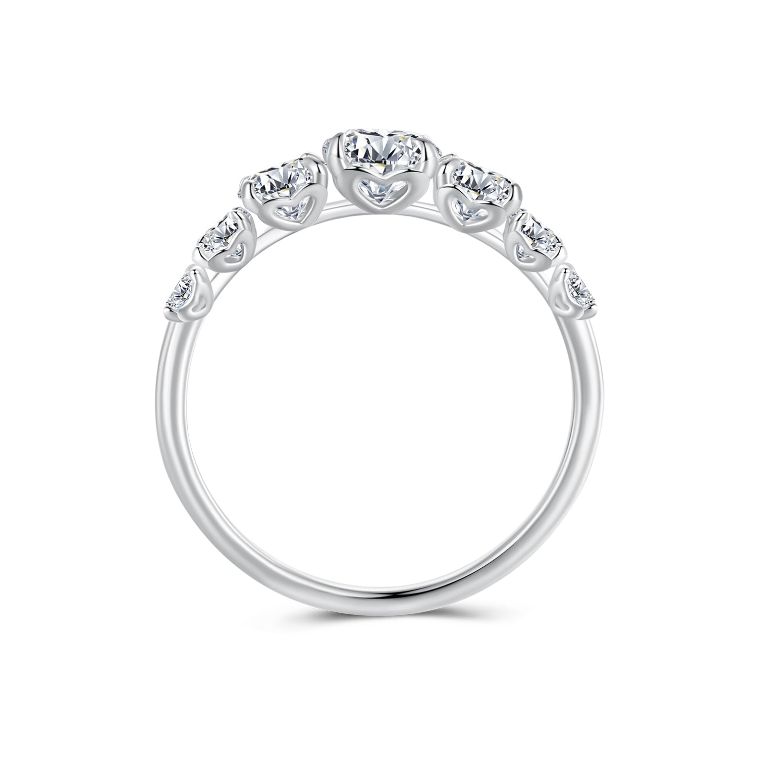 925 Sterling Silver Moissanite Engagement Ring with 5mm, 4mm, 3mm, 2.5mm Stones for Women DestGlow