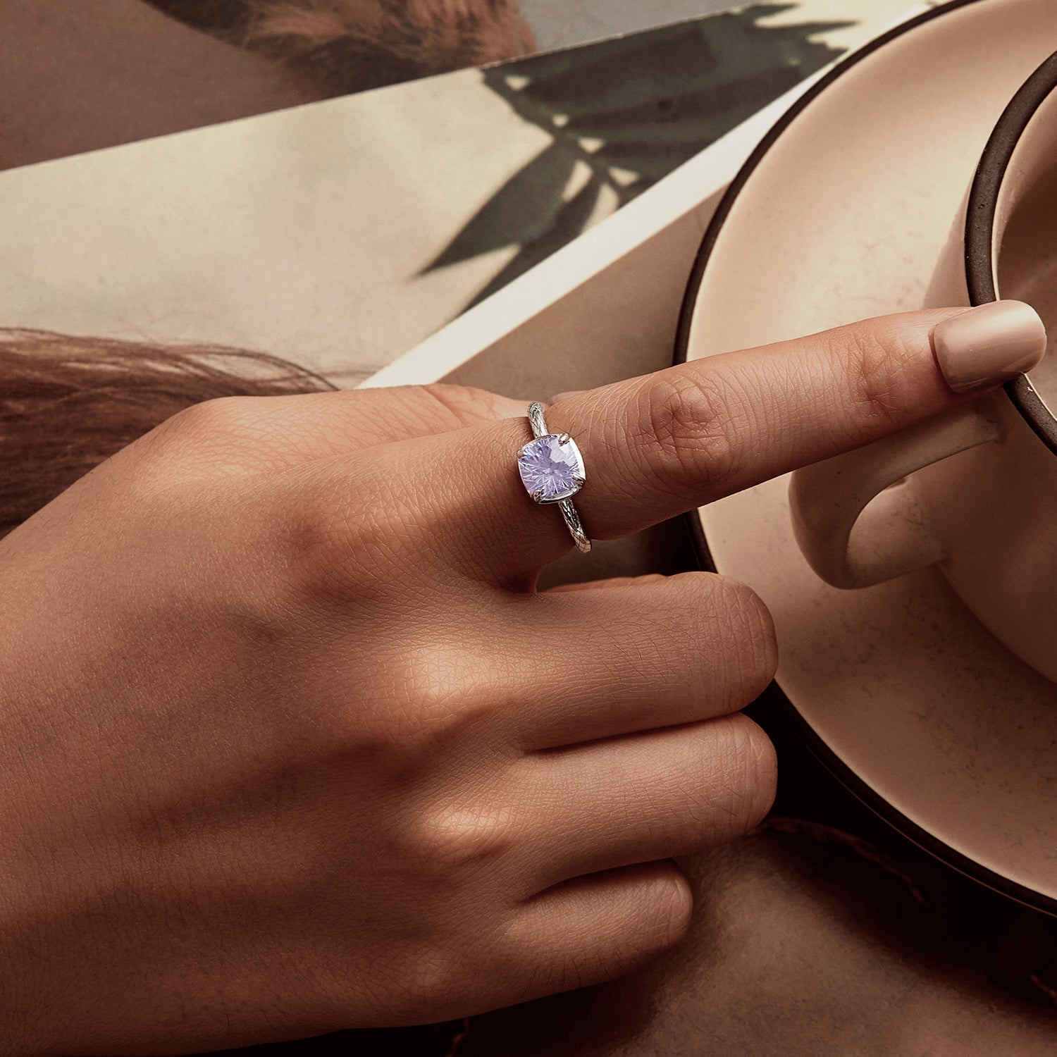 925 Sterling Silver Ring with Pavé Setting CZ, Size 6.0 DestGlow
