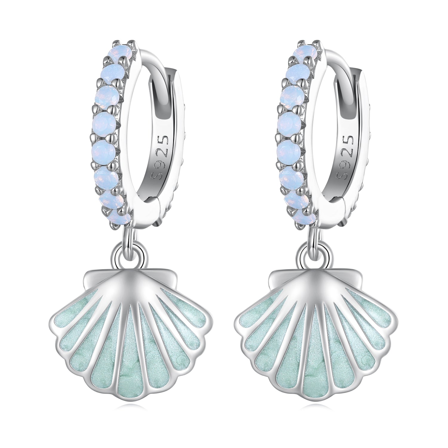 925 Sterling Silver Opal Enamel Earrings - 21x10mm for Women DestGlow
