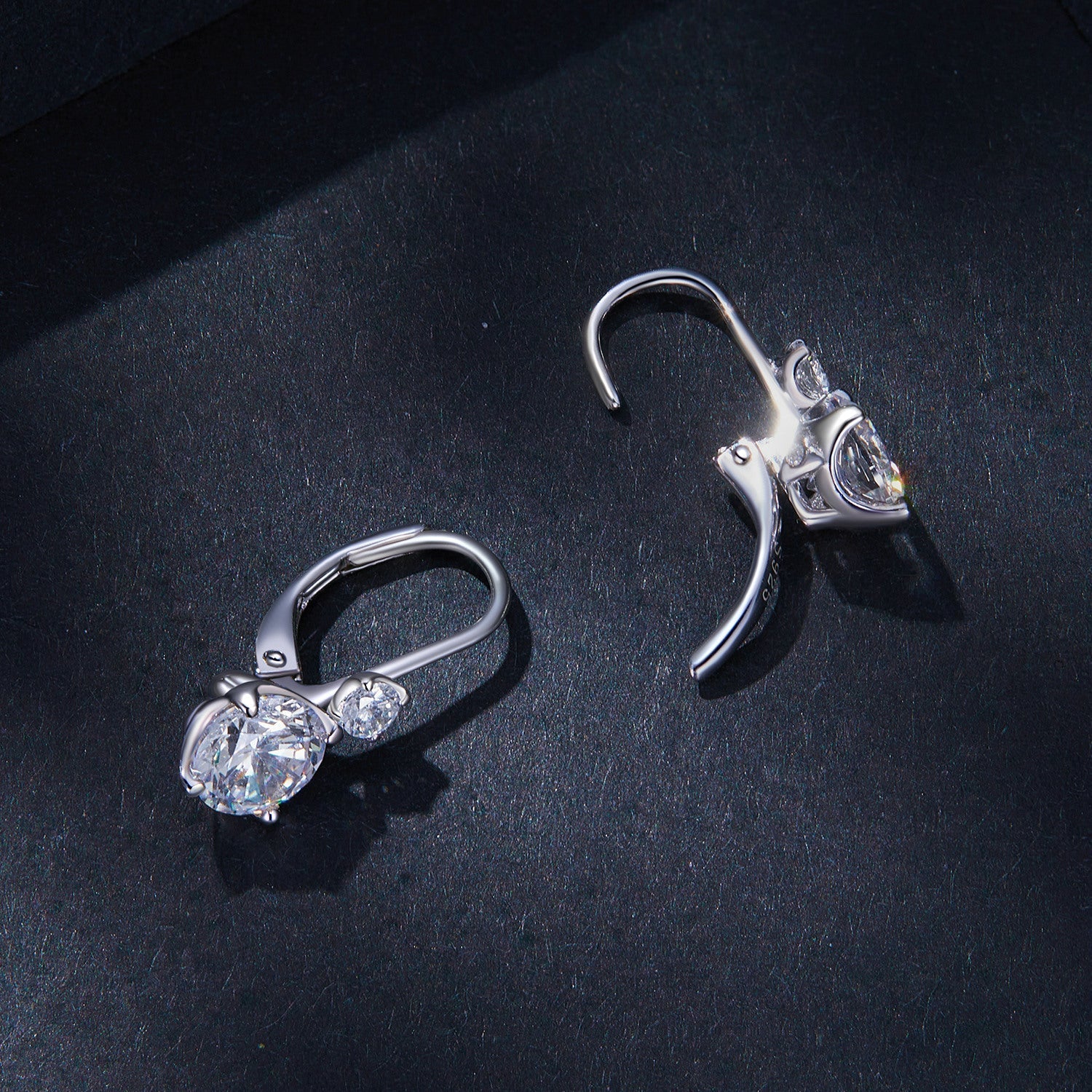 925 Sterling Silver Moissanite Earring with Pavé Setting, 6.5mm, for Women DestGlow