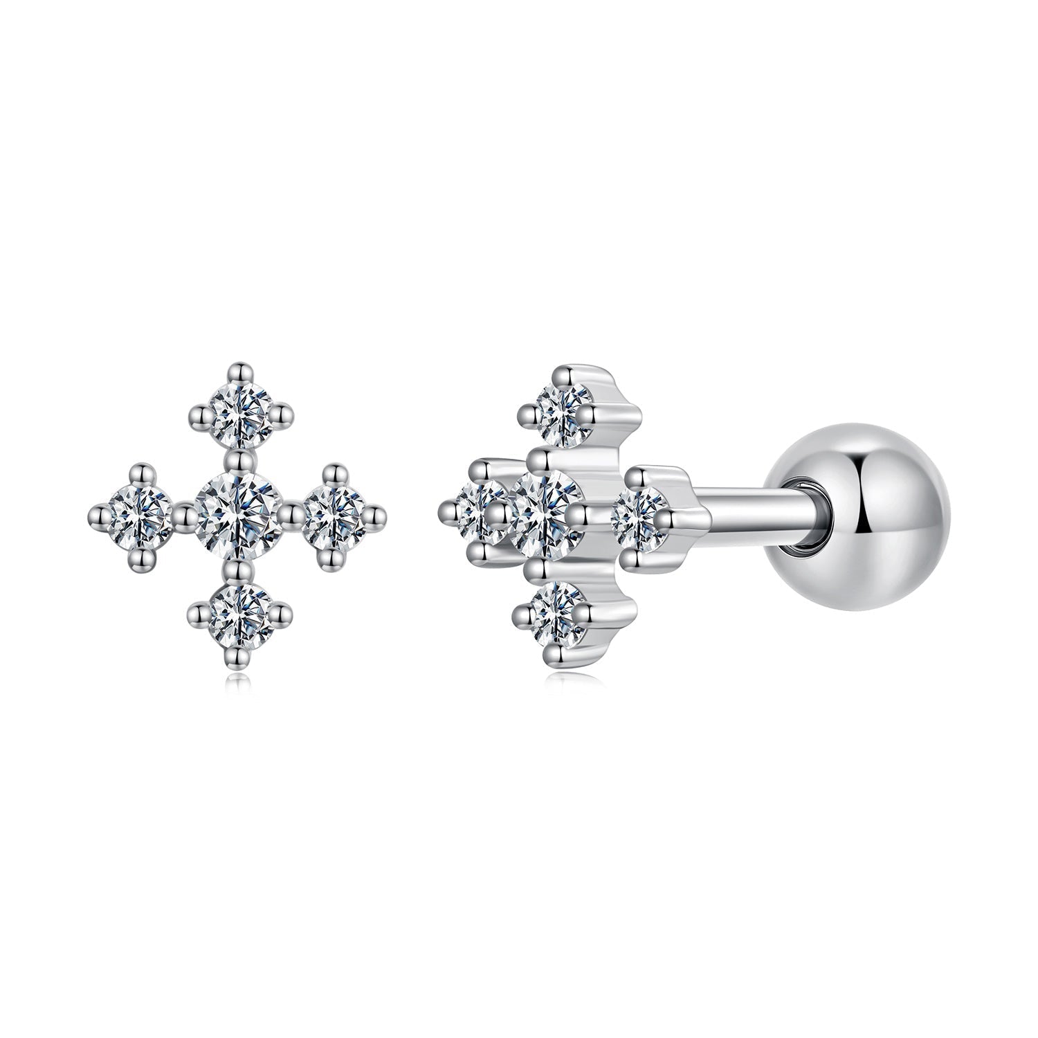 925 Sterling Silver Moissanite Earrings White Gold Plated 0.5cm for Women DestGlow