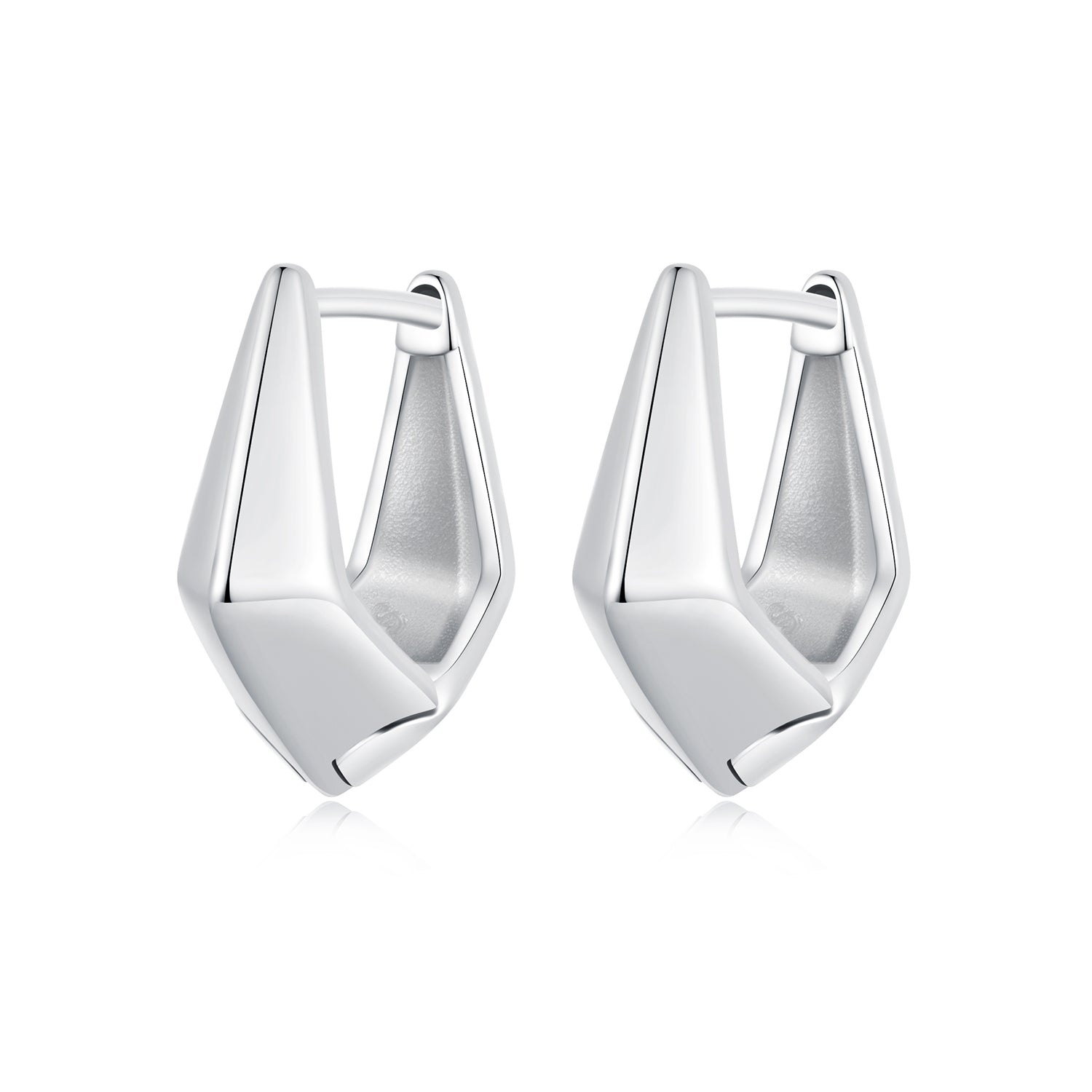 925 Sterling Silver White Gold Plated Earrings 14x6.5mm for Women DestGlow