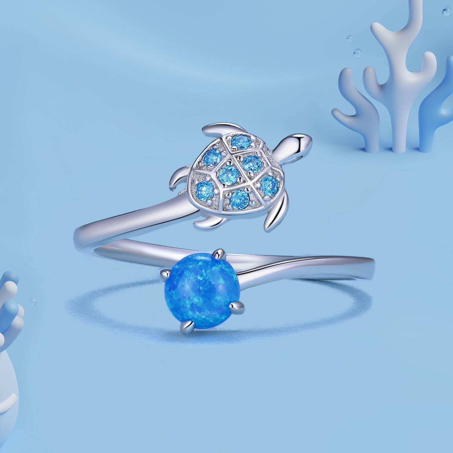 925 Sterling Silver Ring with Pavé Set CZ and Translucent Opal, 1.5mm Width for Women DestGlow