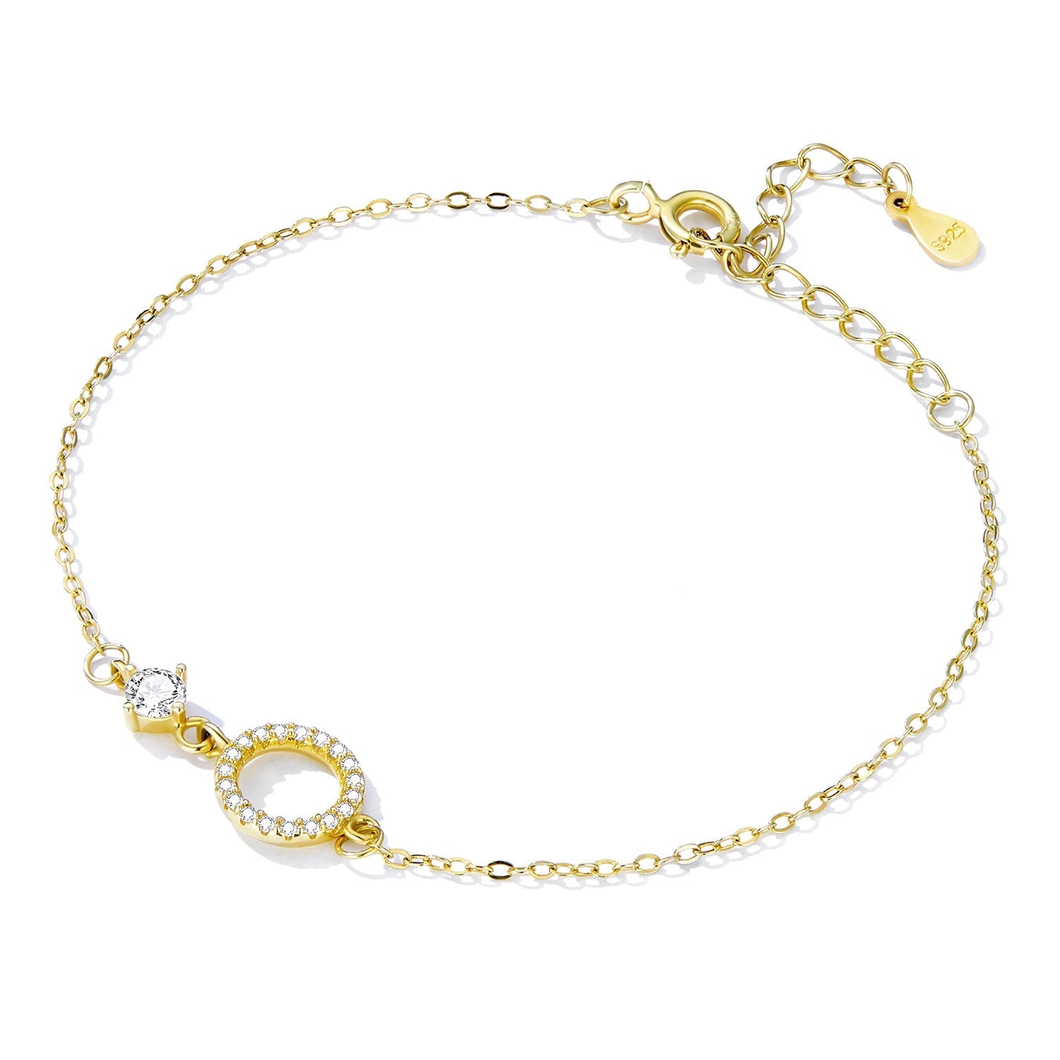 925 Sterling Silver Adjustable Bracelet with Pavé Set CZ for Women DestGlow