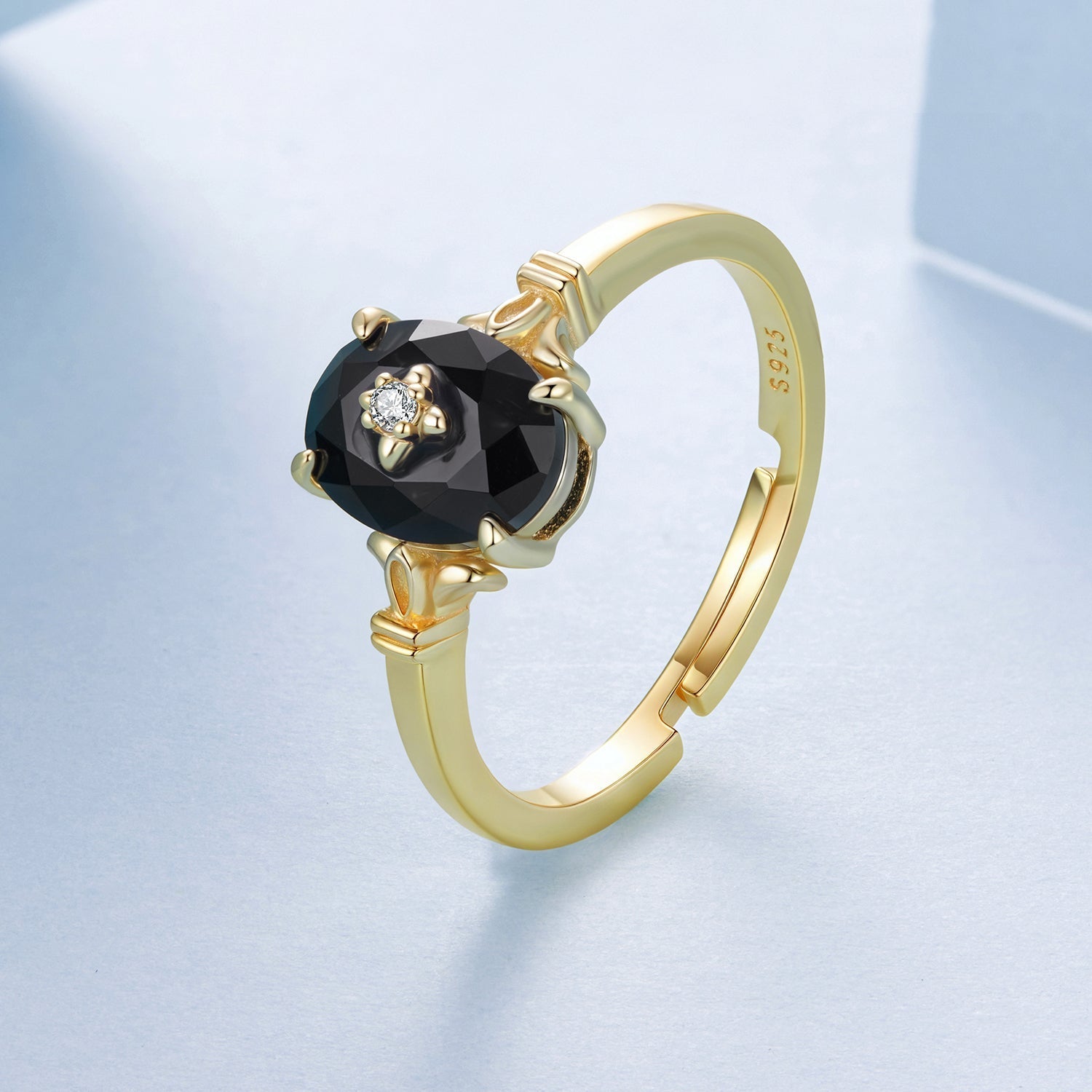 925 Sterling Silver Gold-Plated CZ Pavé Ring for Women DestGlow