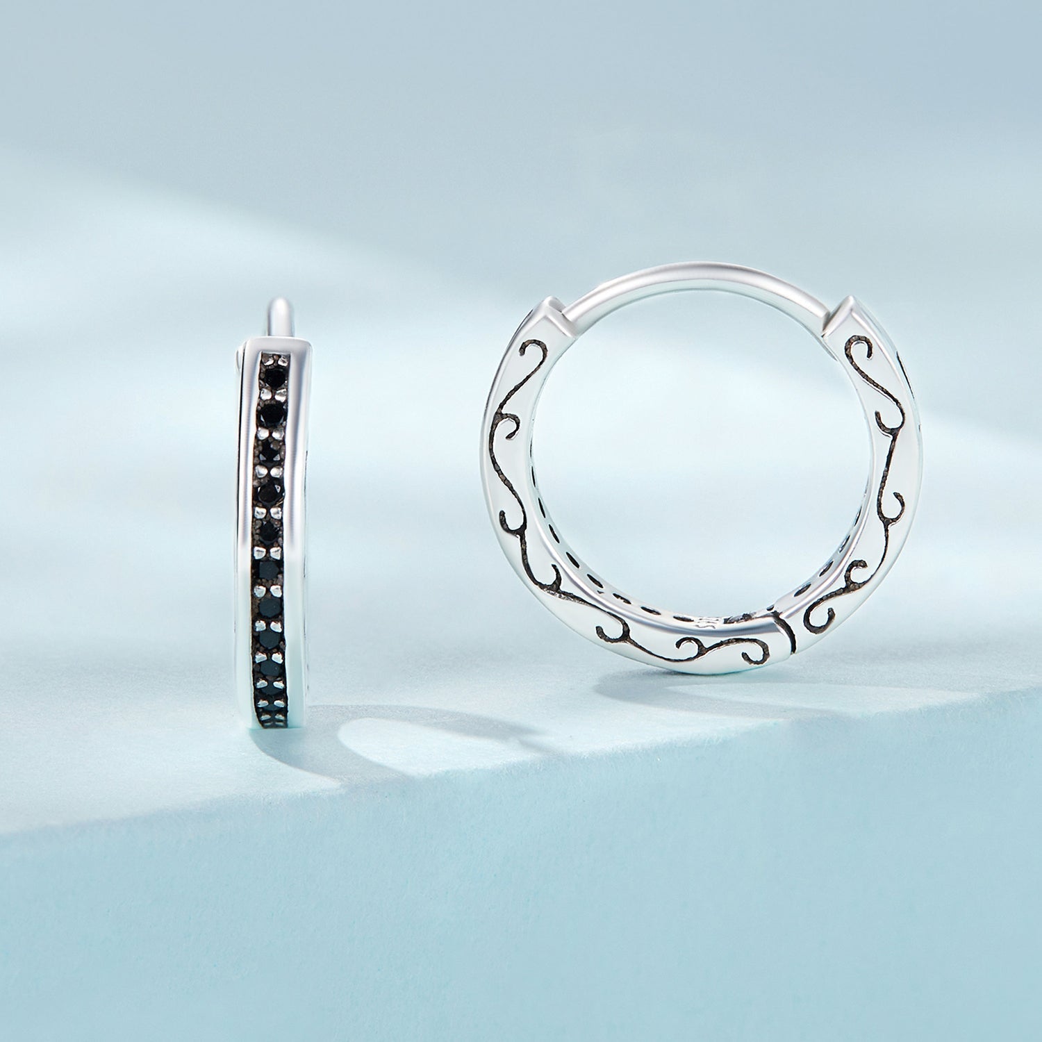 925 Sterling Silver Oxidized Pavé CZ Earrings DestGlow